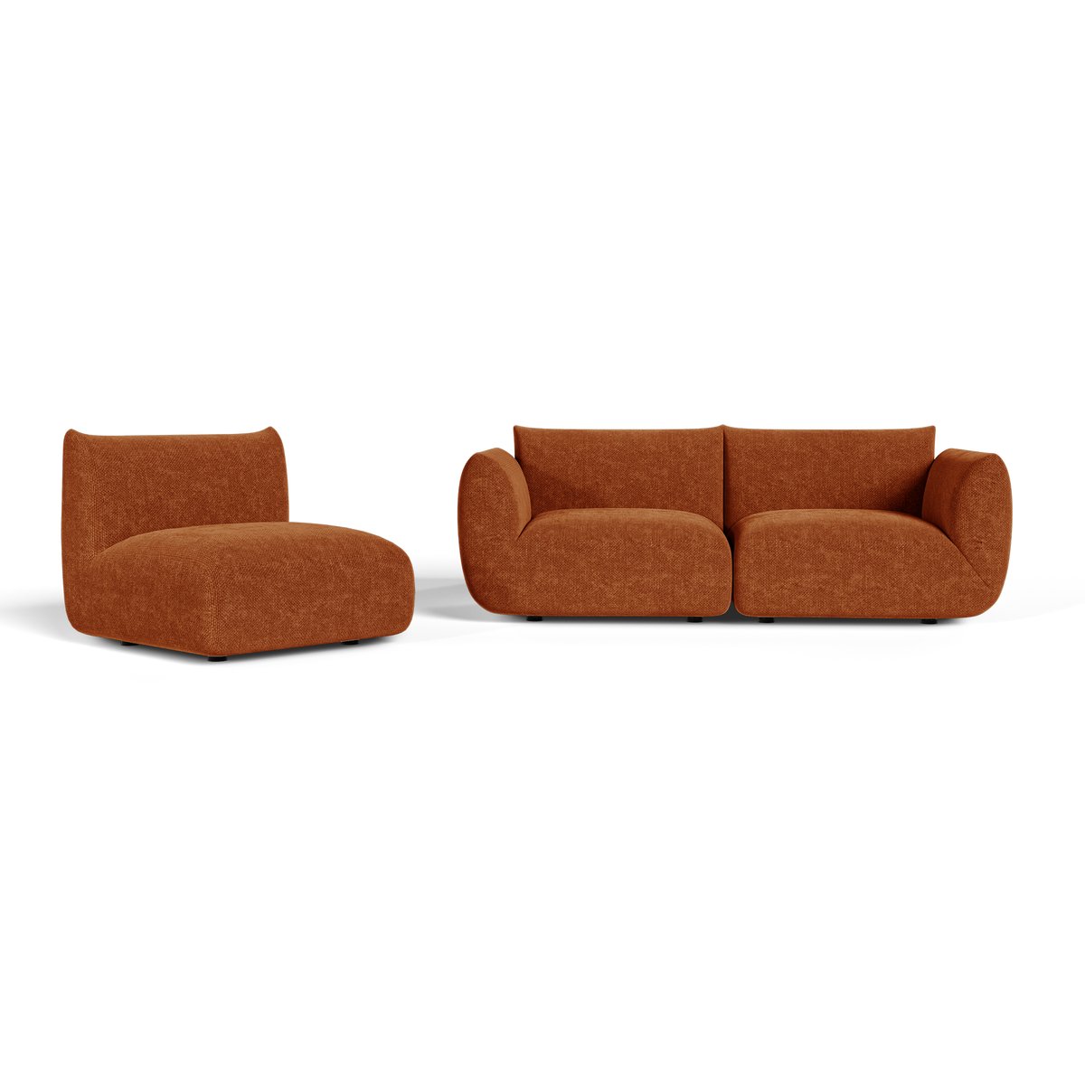 Canapé modulable 5 places en velours chenillé NOOMA terracotta, SIA HOME