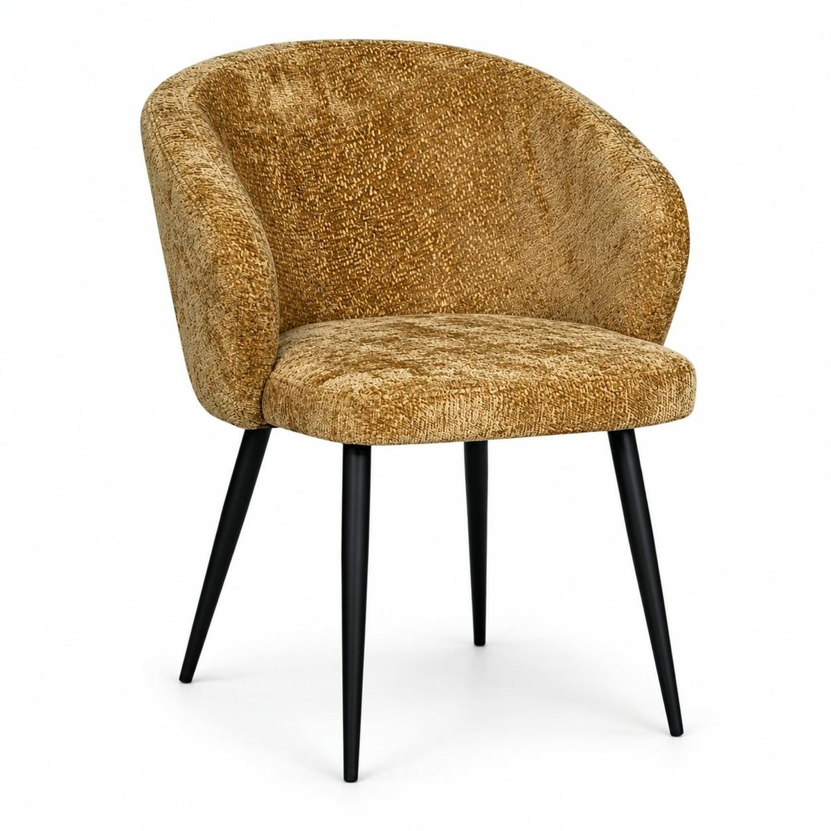 Chaise dossier rond tissu moutarde (lot de 2) IENA moutarde, PIER IMPORT
