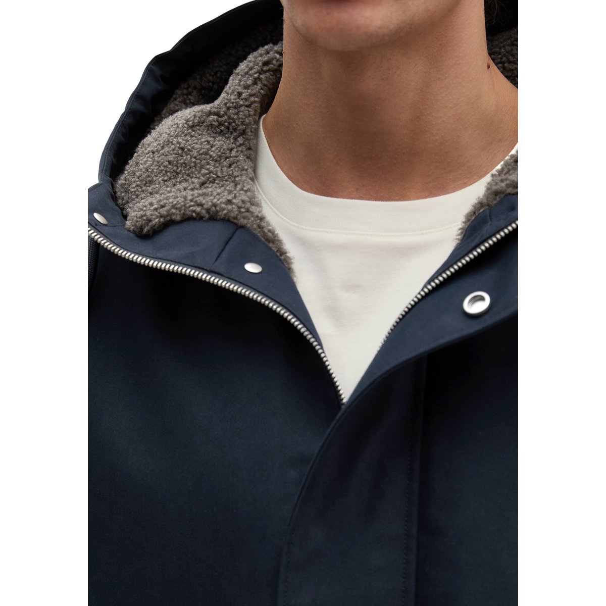 Parka à capuche coupe classique avec doublure en peluche et rembourrage bleu, MARC O'POLO