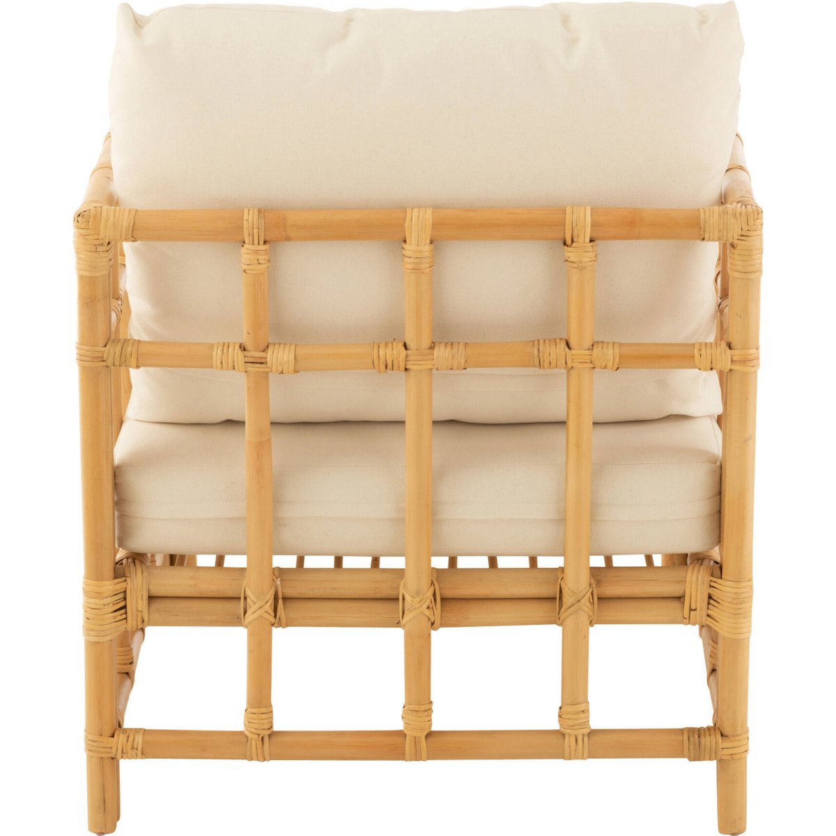 Fauteuil en rotin avec coussin pour salon naturel rotin et blanc cassé, RECOLLECTION