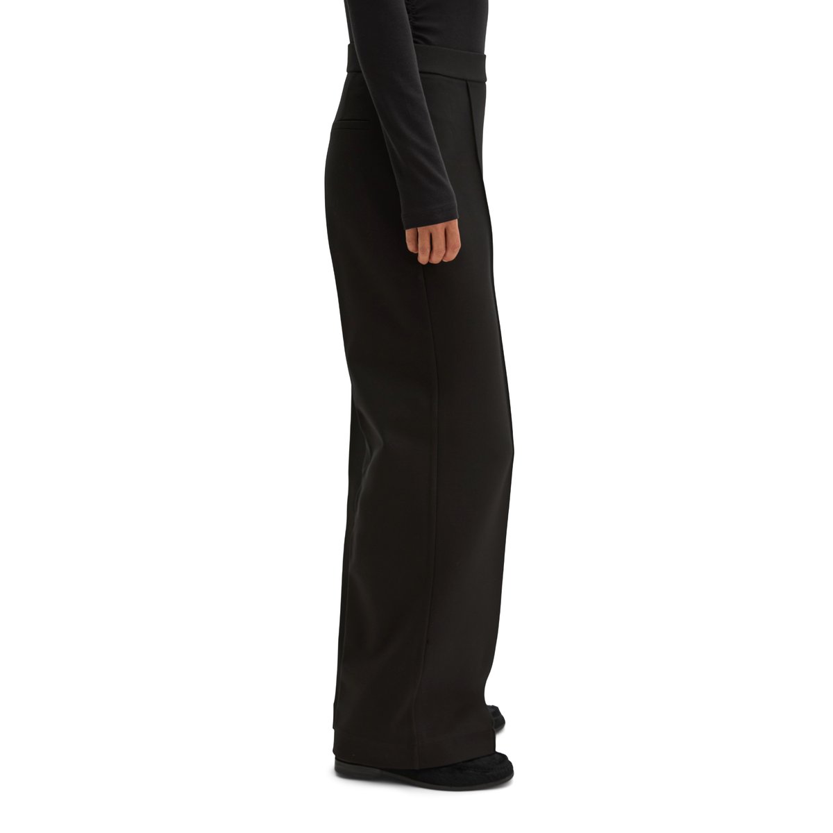 Pantalon en jersey à enfiler, coupe large en interlock doux noir, MARC O'POLO