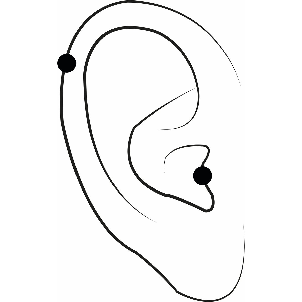 Piercing stud helix/tragus avec chainette et strass doré, BALABOOSTE