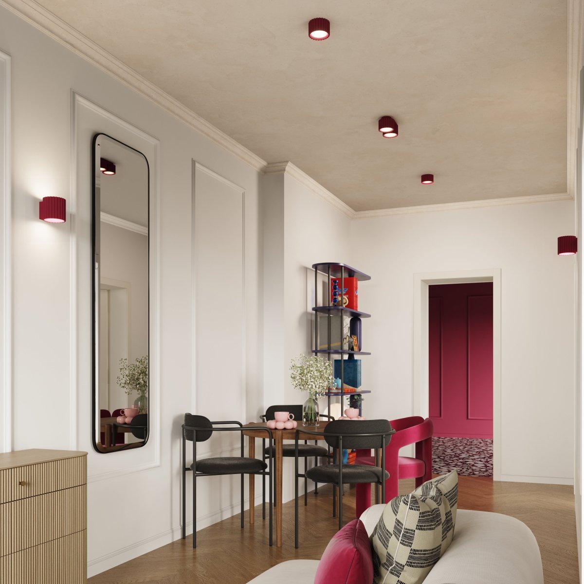 Plafonnier Aluminium Bourgogne Gx53 2 Aura rouge, EDEN