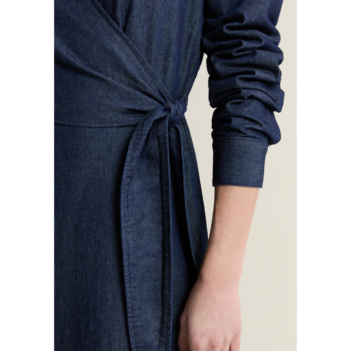 Robe longue en coton cache-coeur HARIA bleu royal, ETAM
