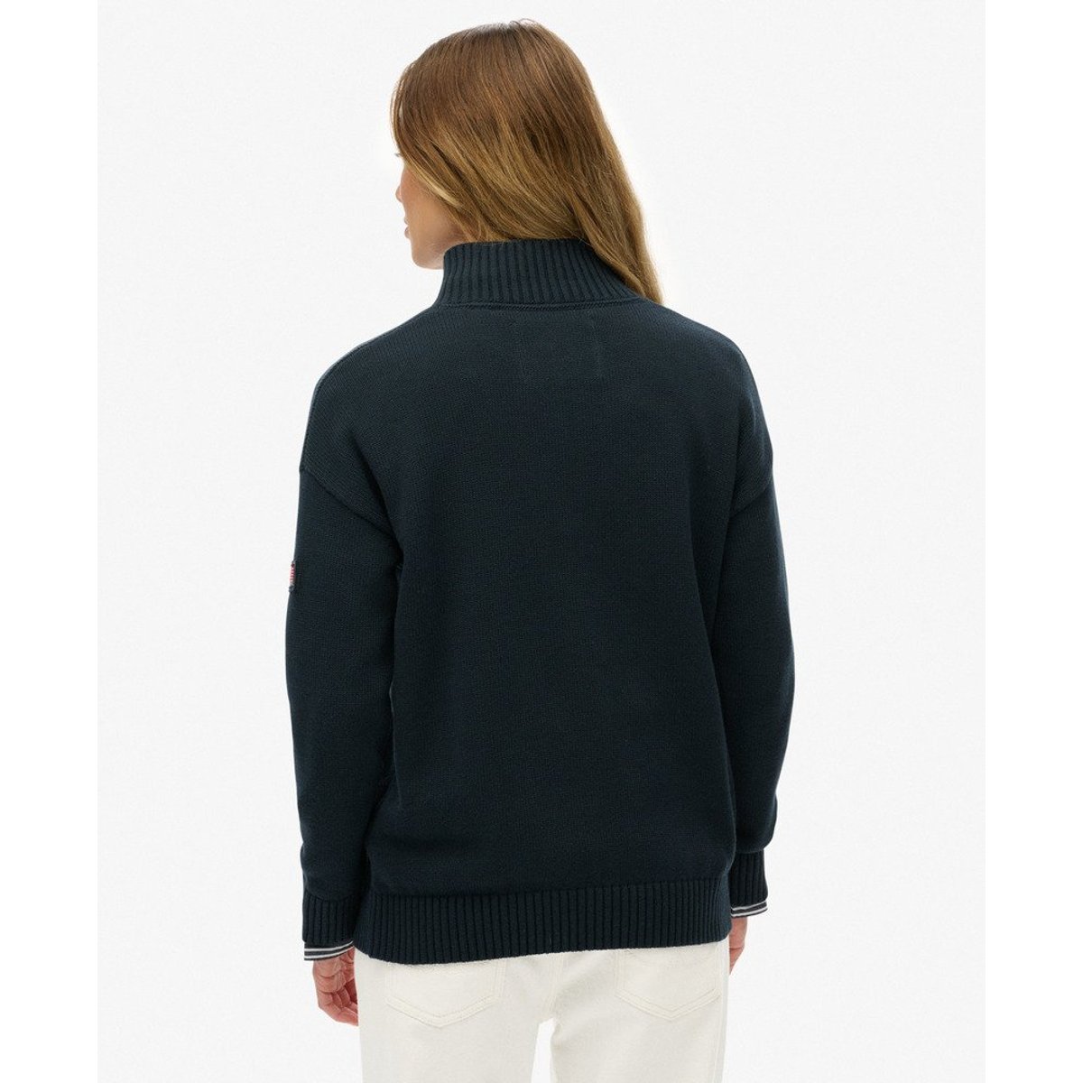 Pull à demi-zip graphique décontracté bleu marine éclipse, SUPERDRY