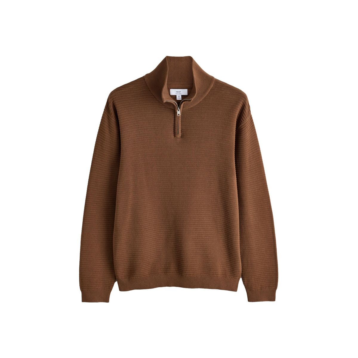 Pull texturé à col zippé marron, NEXT