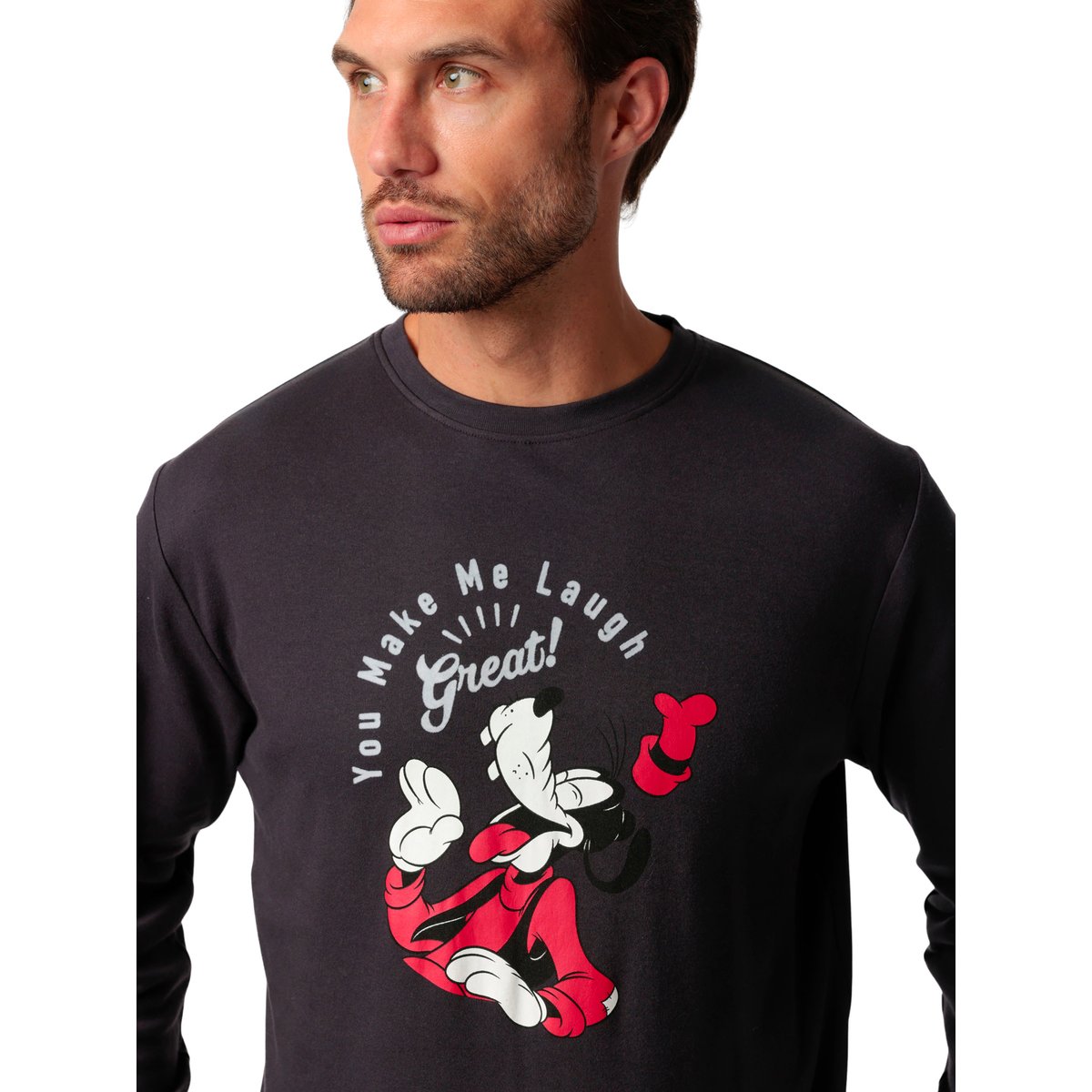 Pyjama pantalon top manches longues Make Me Laugh Disney gris, ADMAS