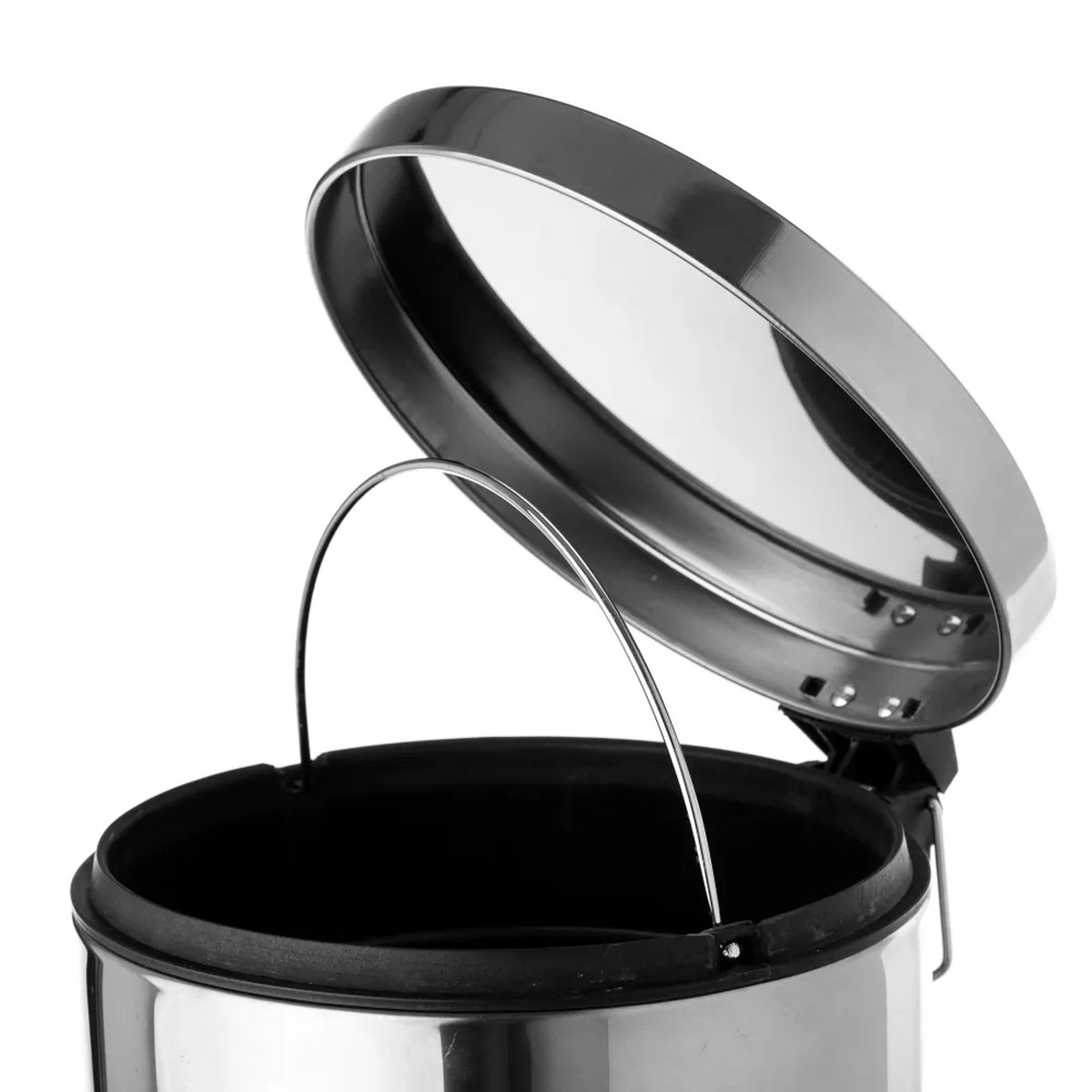 Poubelle de salle de bain ronde à pédale en métal chromé 3L chrome/inox, WADIGA