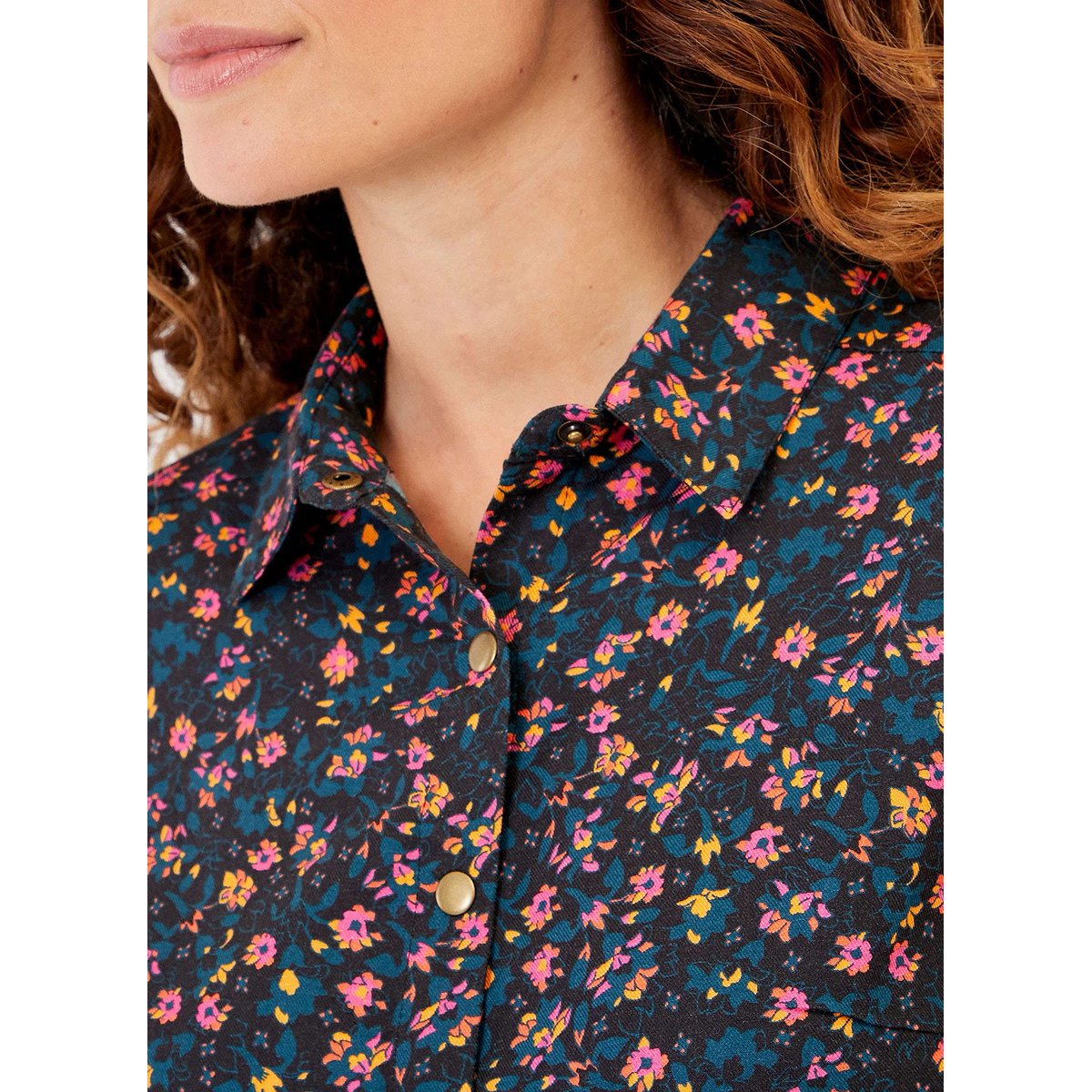 Chemise fluide imprimée FEBINE noir hindi, LA FIANCÉE