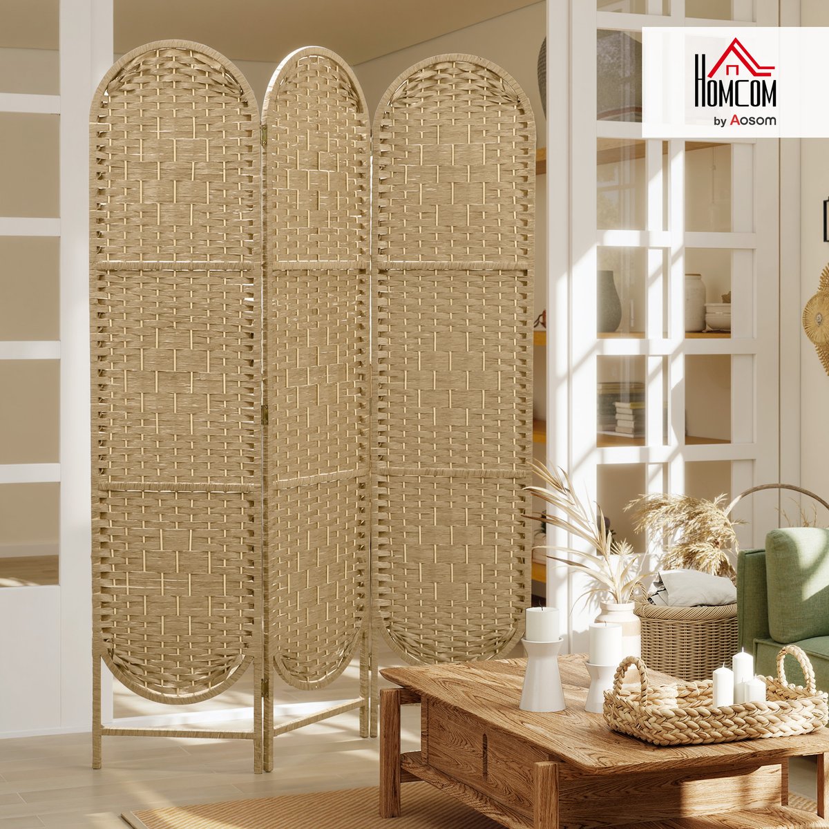 Cloison de séparation Bois de pin Bois beige, HOMCOM