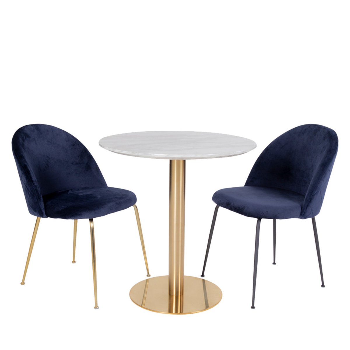 Table à manger 2 personnes ronde effet marbre- BOLZANO blanc, HOUSE NORDIC