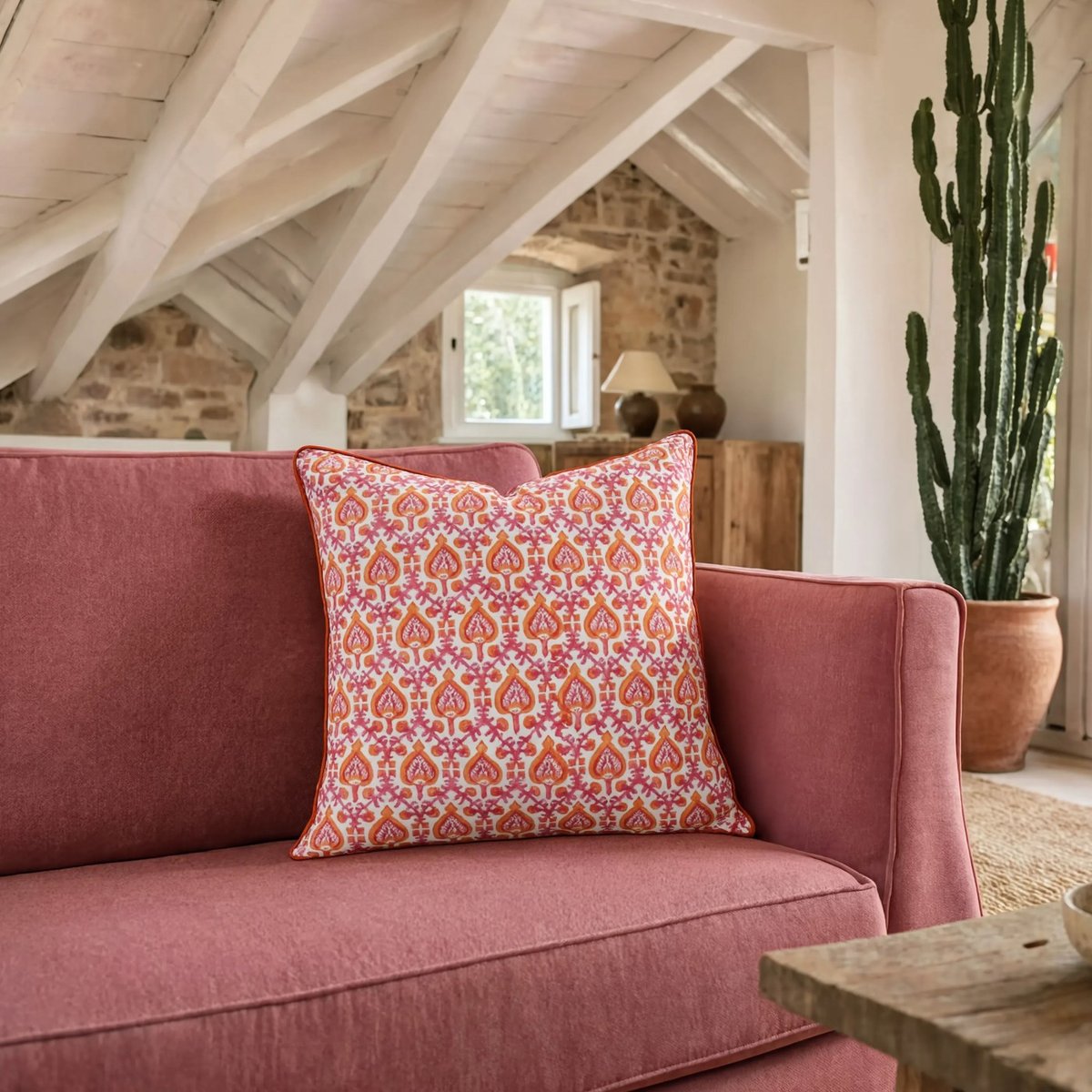 Housse de coussin Jaipur orange, rose, ARCHIV