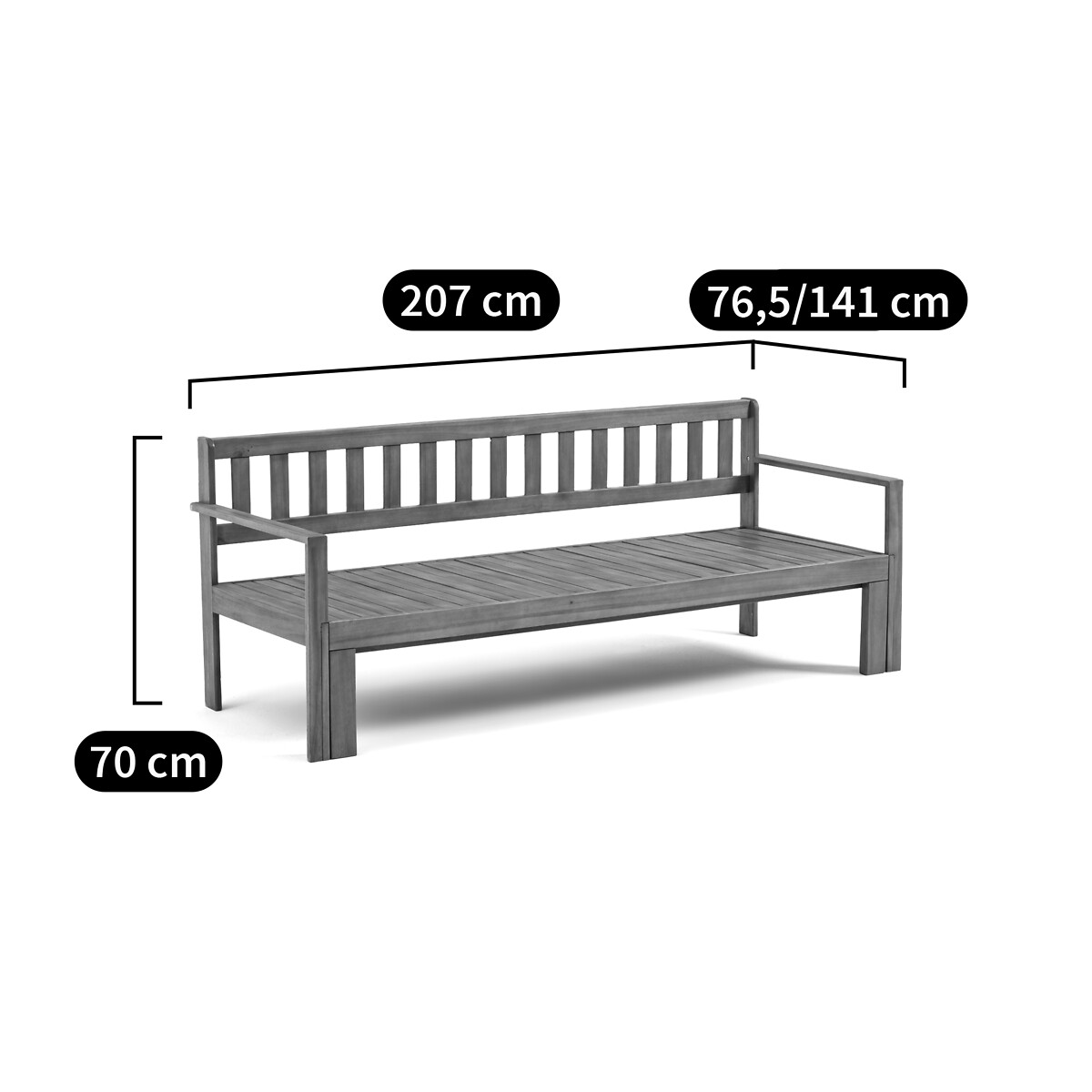 Canapé de jardin extensible, Aliza gris anthracite, LA REDOUTE INTERIEURS