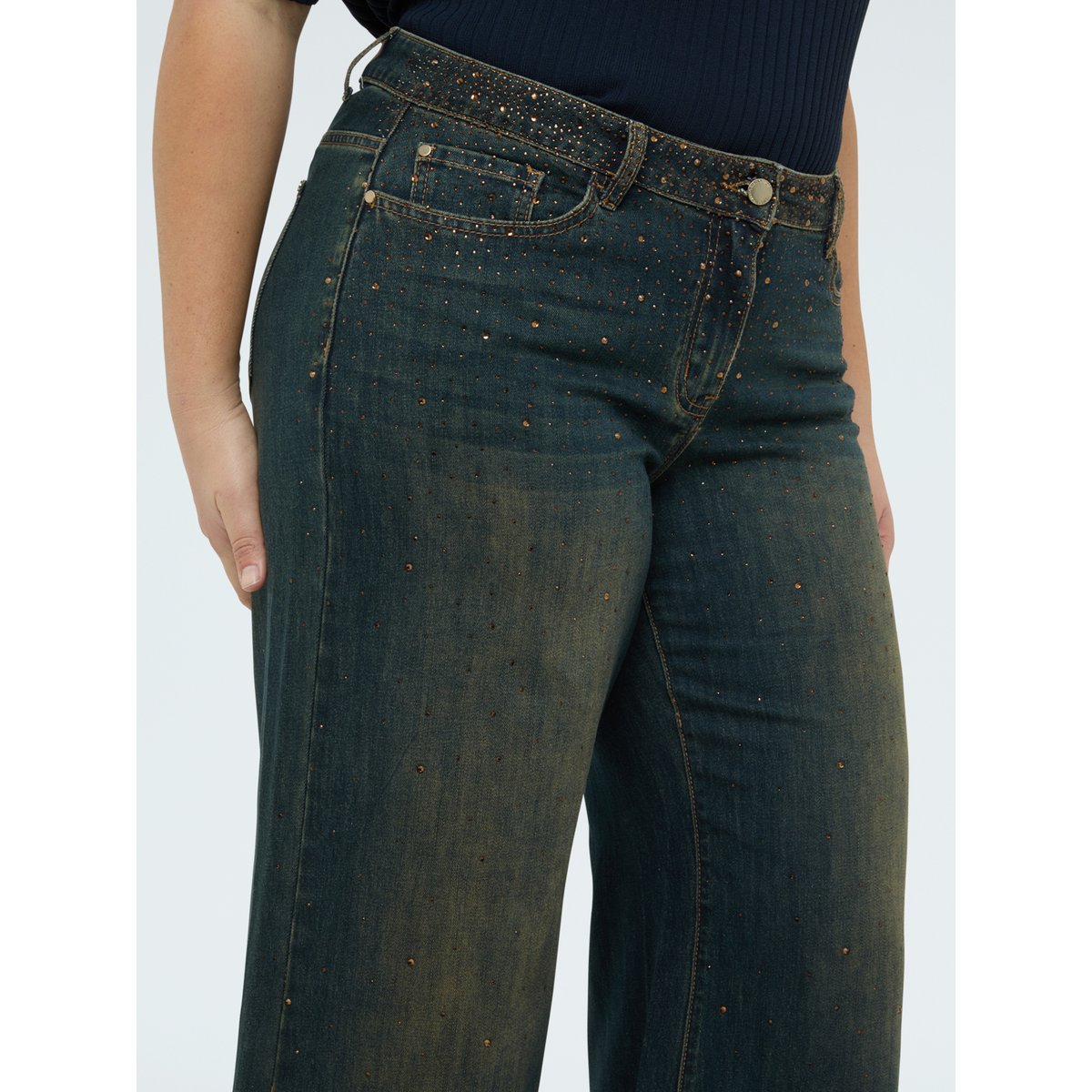 Jean Wide Leg avec applications lumineuses bleu, FIORELLA RUBINO