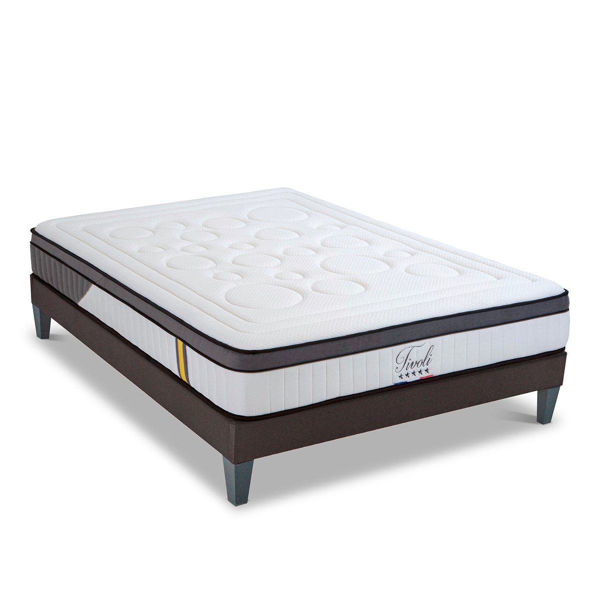 Ensemble Tivoli 180x200 cm Matelas Mousse + Sommier Bois blanc, BELLECOUR
