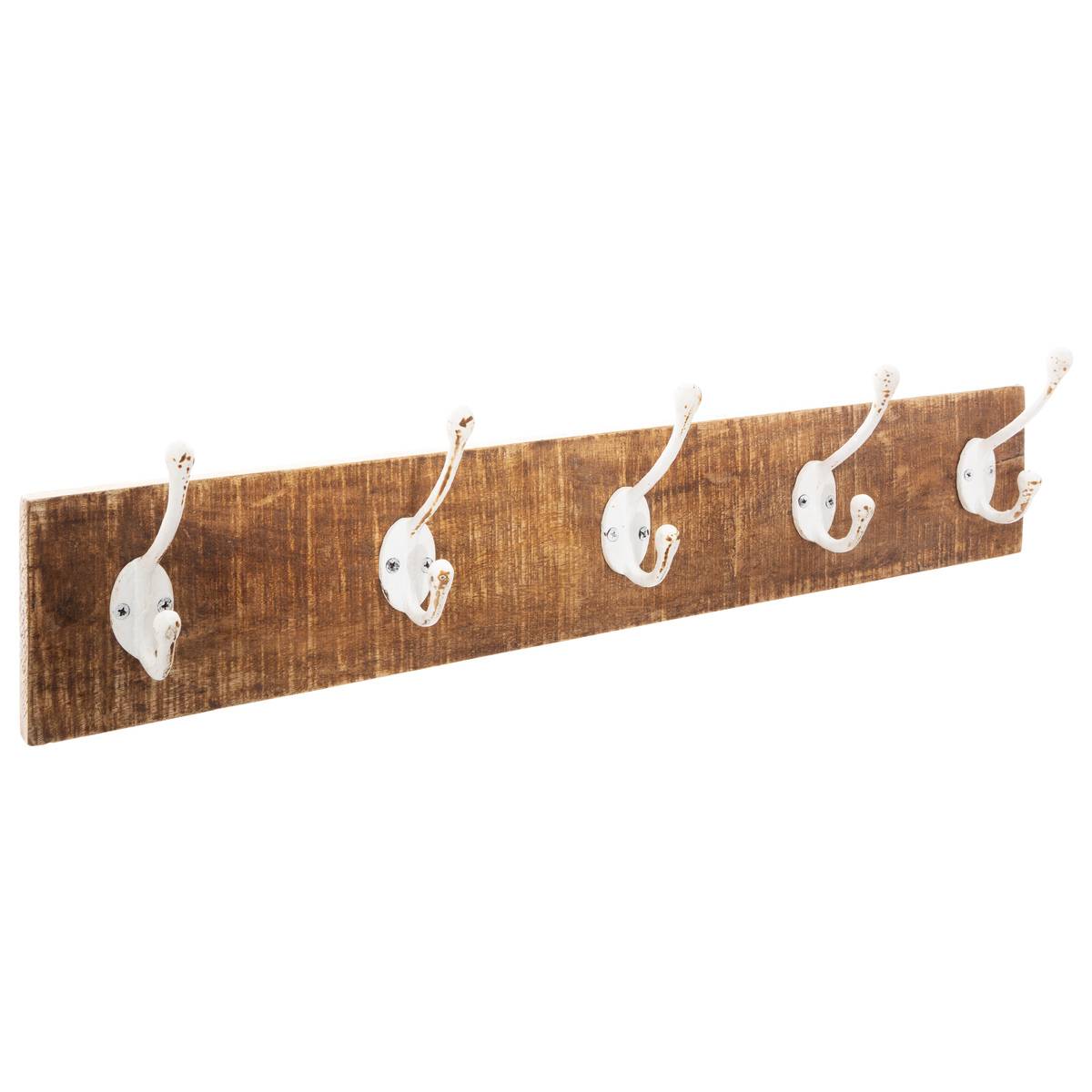 Patère en bois manguier et métal ALVARO beige, ATMOSPHERA