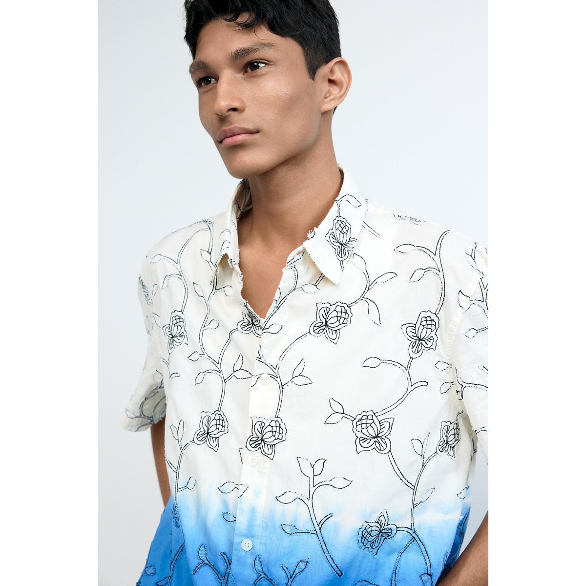 Chemise brodée dégradés beige, DESIGUAL