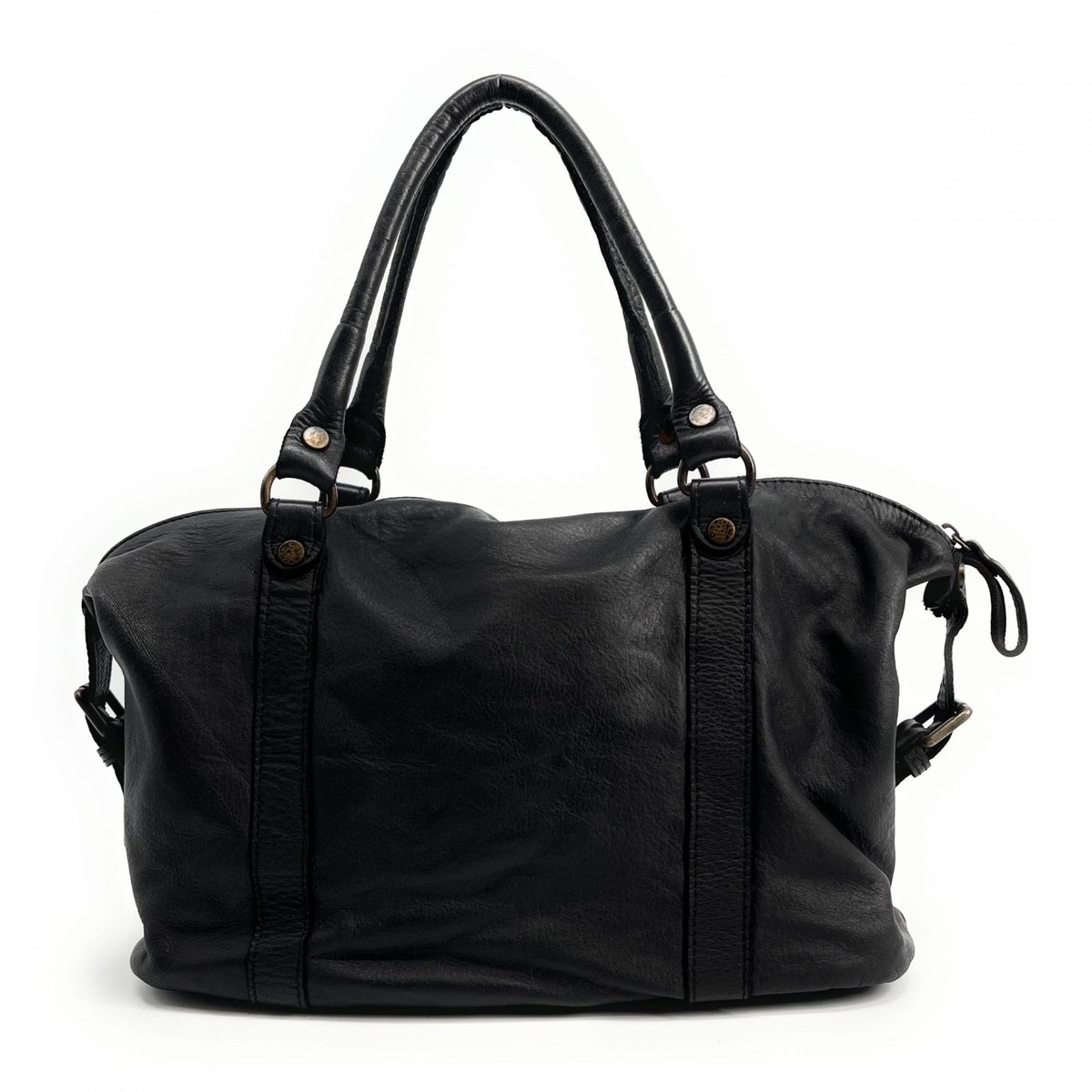 Sac à main en cuir souple vintage italien MISS MY Noir noir, OH MY BAG