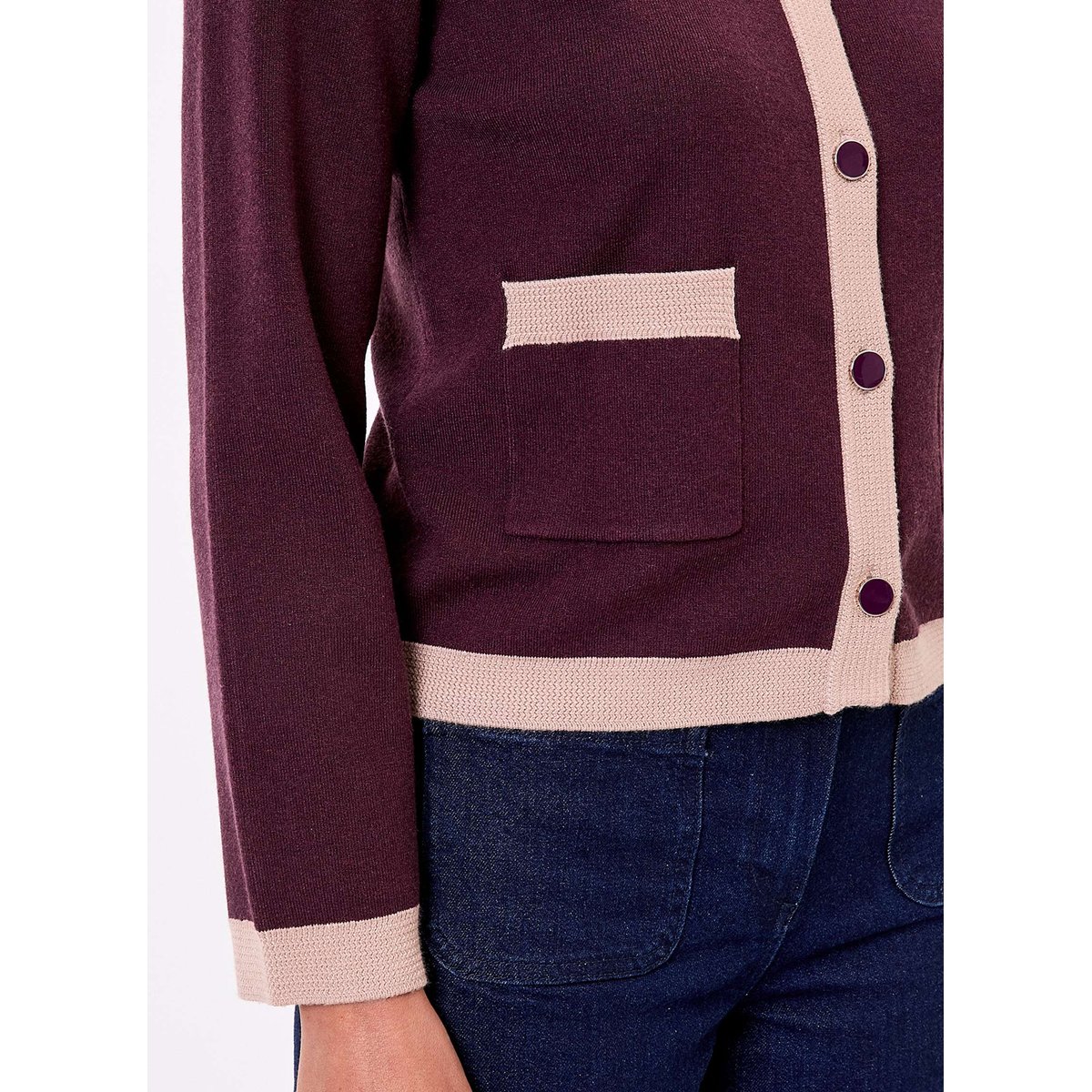 Veste gilet maille compacte ADONIE violet, PRINCESSE NOMADE