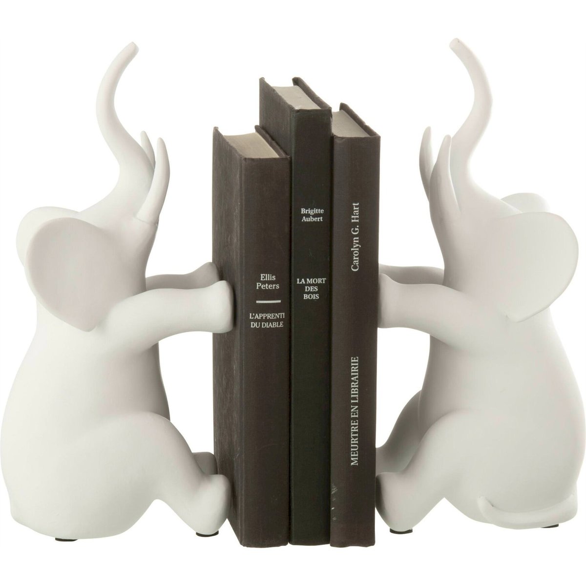 Serre-livres éléphant assis en résine, Lot de 2 blanc, RECOLLECTION
