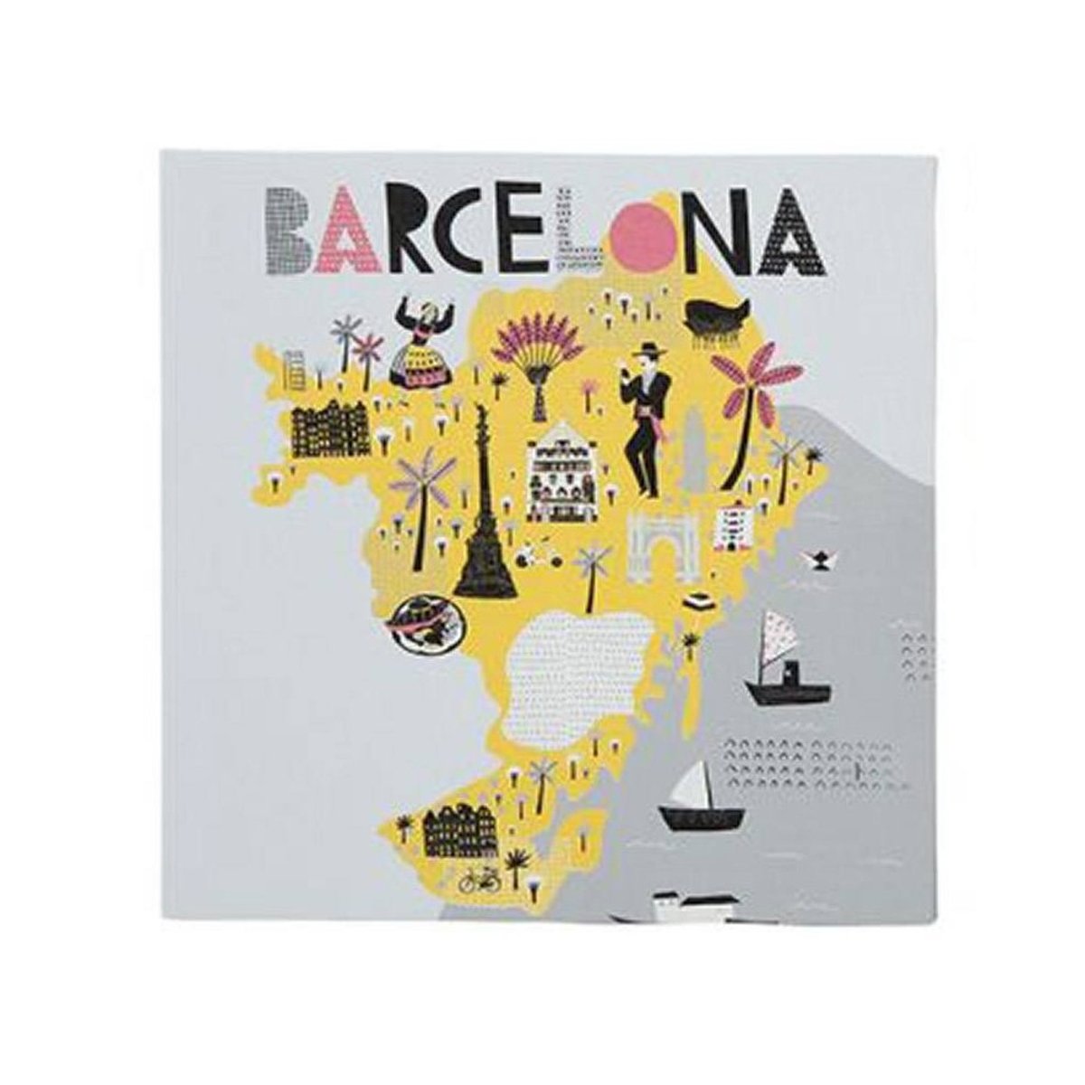 Ensemble de 4 tableaux sur toile imprimée 28x28  Capital map blanc, DECORATIE