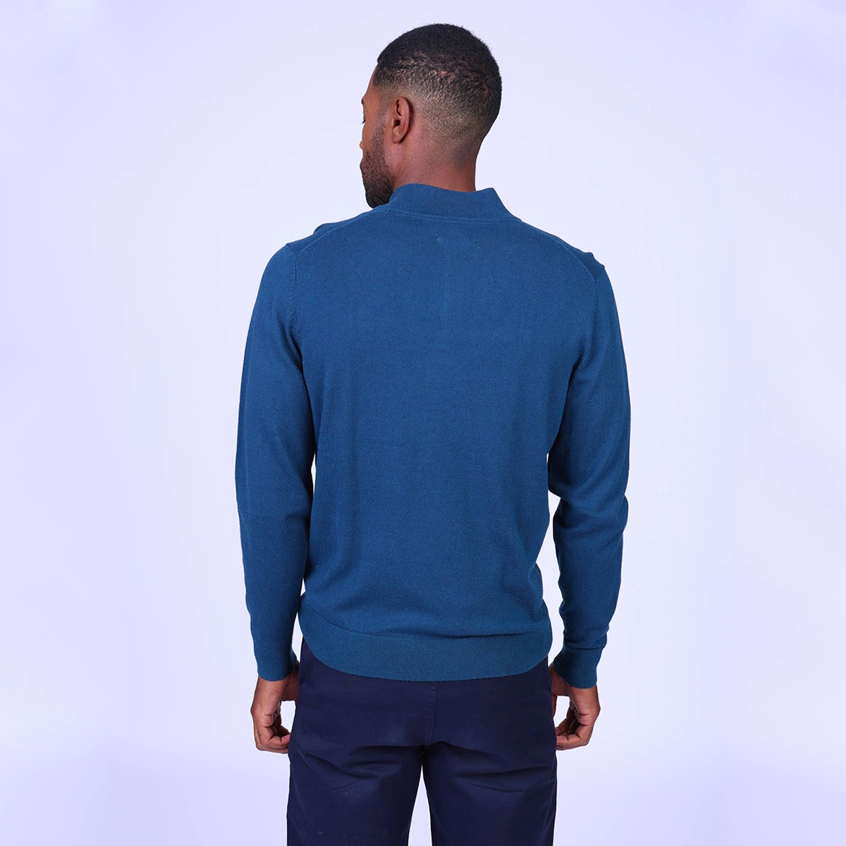 Pull col camionneur bleu petrole, MISE AU GREEN
