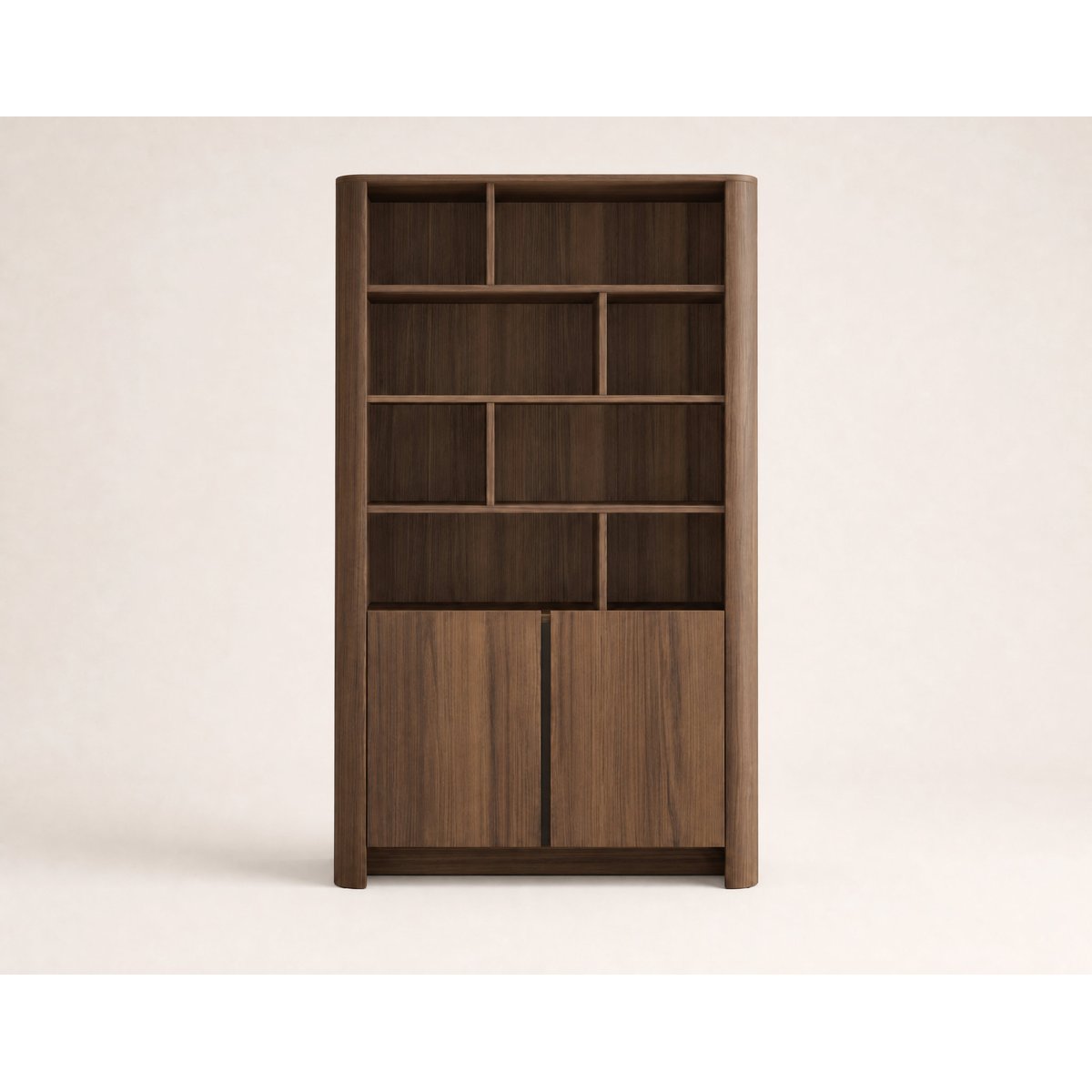 Youri - bibliothèque H170 cm effet noyer - 2 portes effet noyer, LISA DESIGN