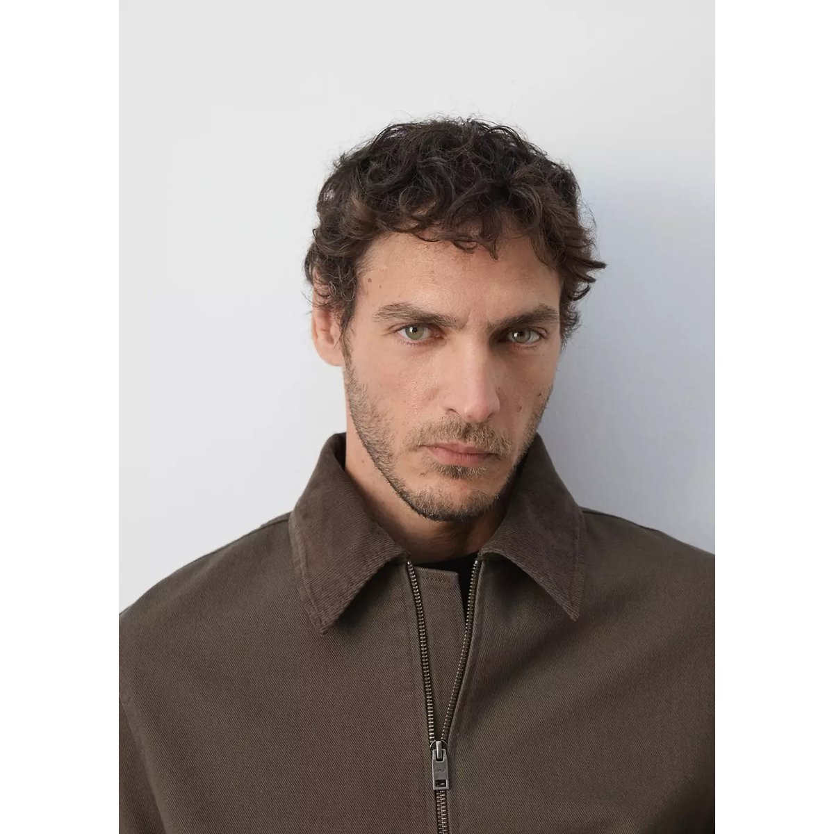 Veste en jean col velours côtelé marron, MANGO MAN