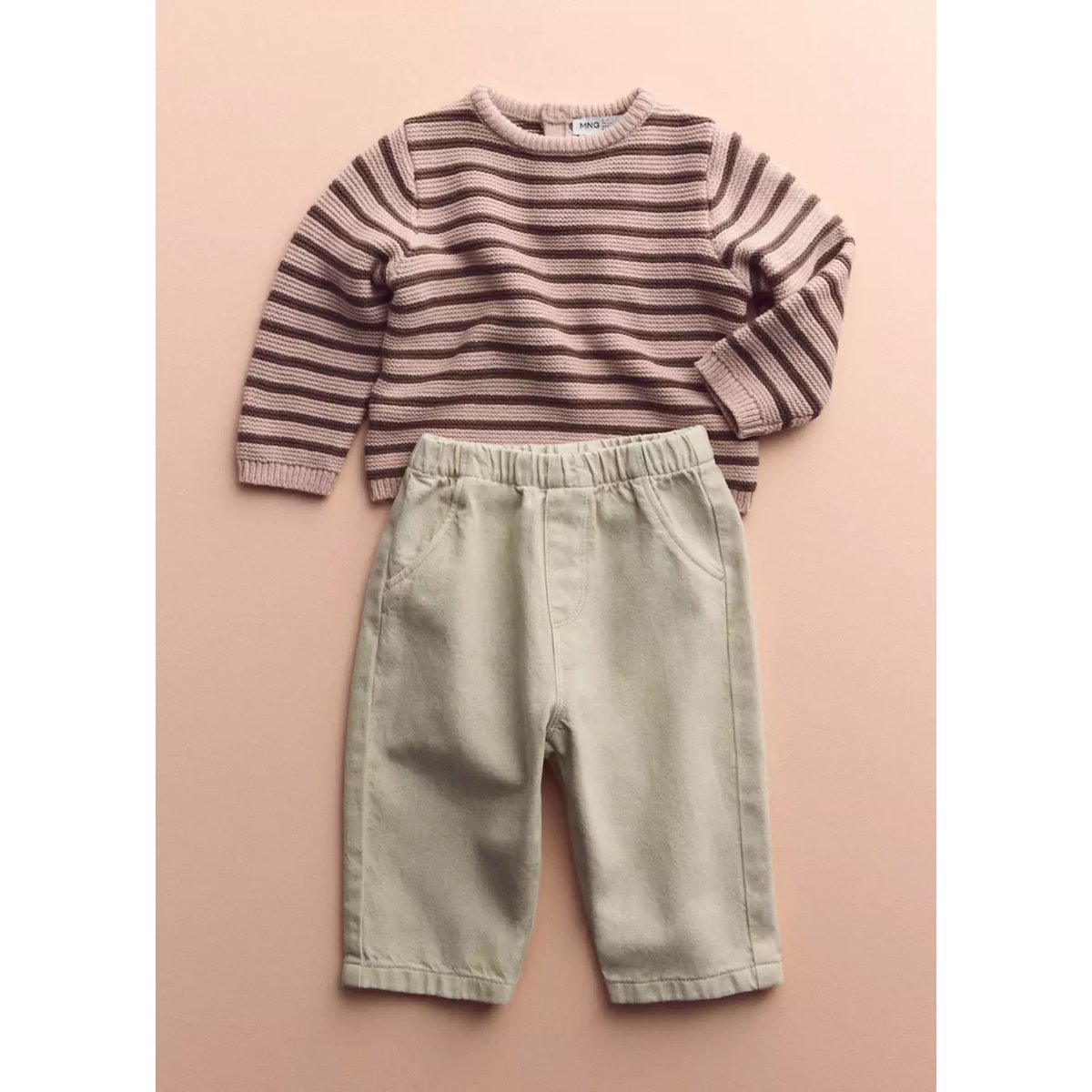 Pantalon droit 100 % coton écru, MANGO BABY