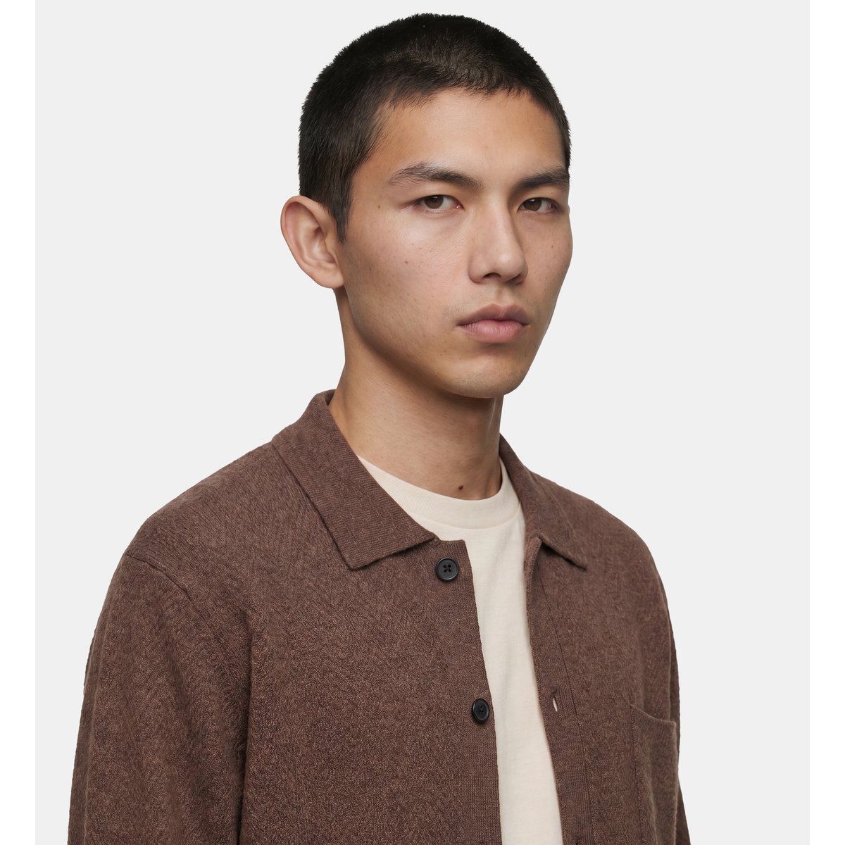 Gilet polo tologan laine chevrons marron moka, GALERIES LAFAYETTE