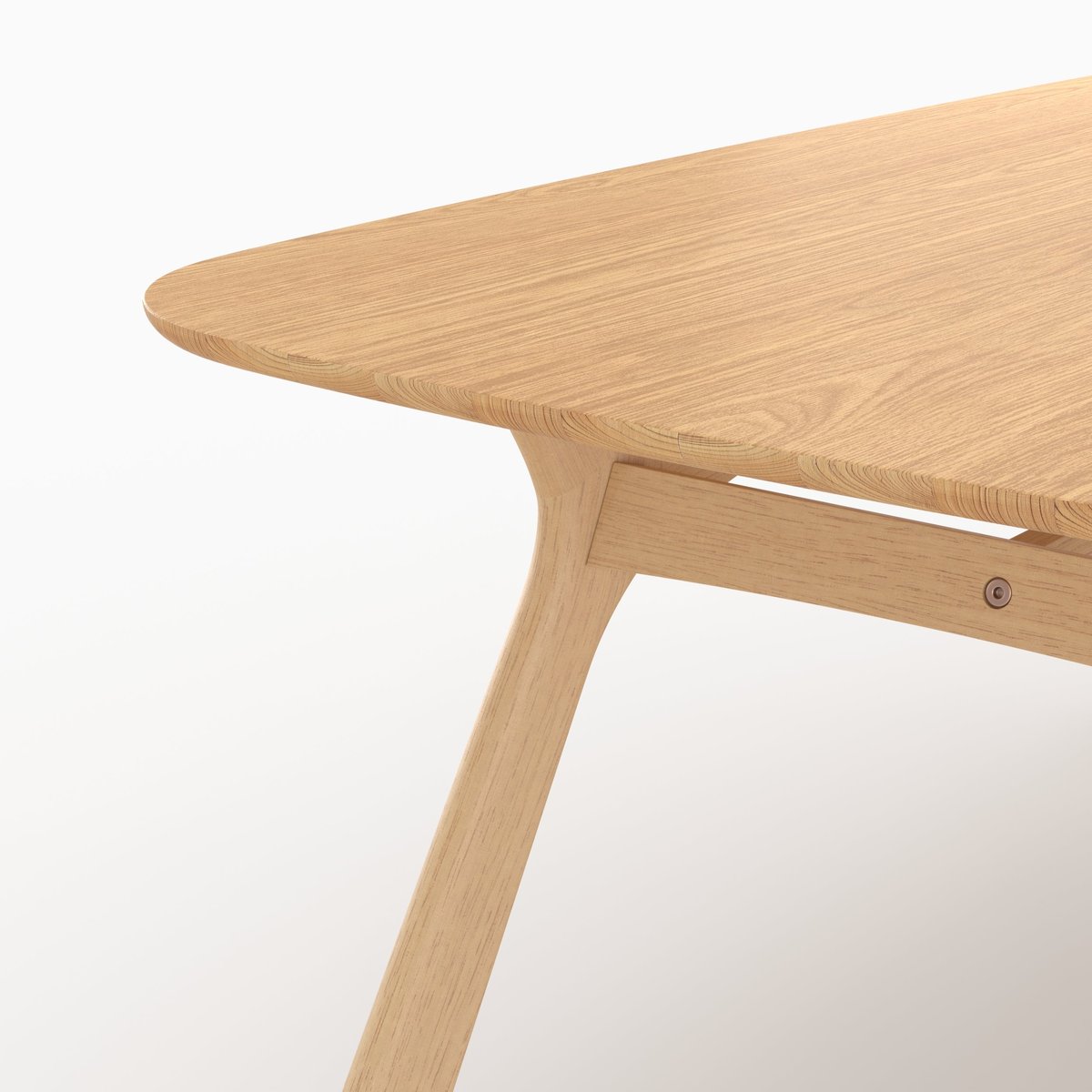 Table rectangulaire 6 places en bois d'hévéa massif et placage en chêne 180 cm - PAULA marron clair, MAISON PAVANE