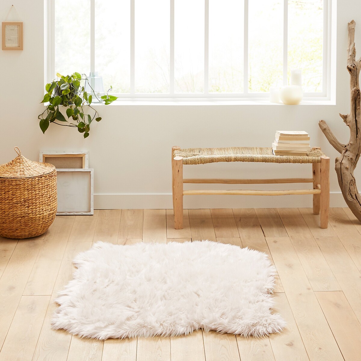 Tapis imitation fourrure, Livio, 110 x 130 blanc, LA REDOUTE INTERIEURS
