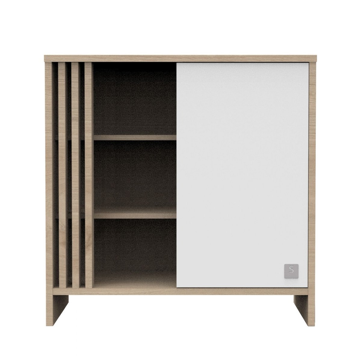 Commode porte et niches avec plan à langer amovible blanc, SAUTHON
