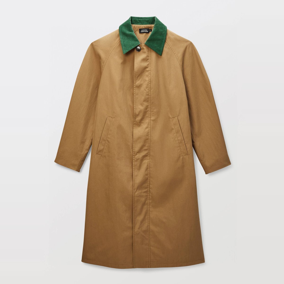 Trench long avec col en velours coloré gabardine, MONOPRIX