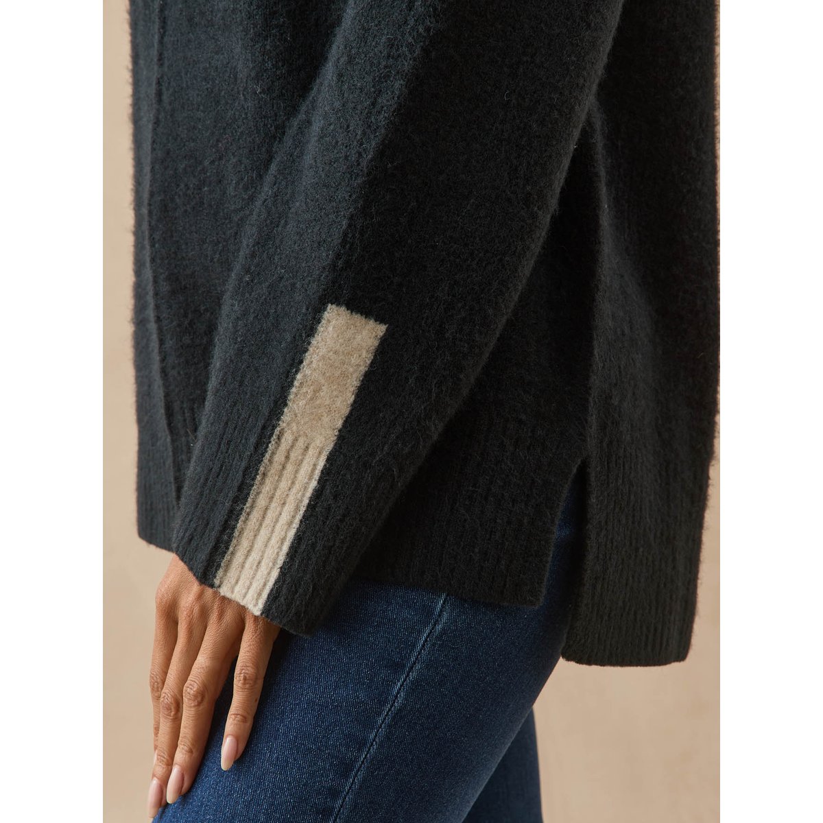 Pull avec laine col montant noir, DAXON