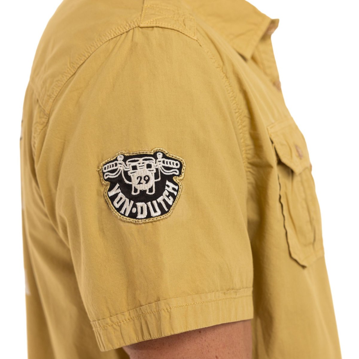 Chemise en coton DEREK jaune/noir/blanc, VON DUTCH