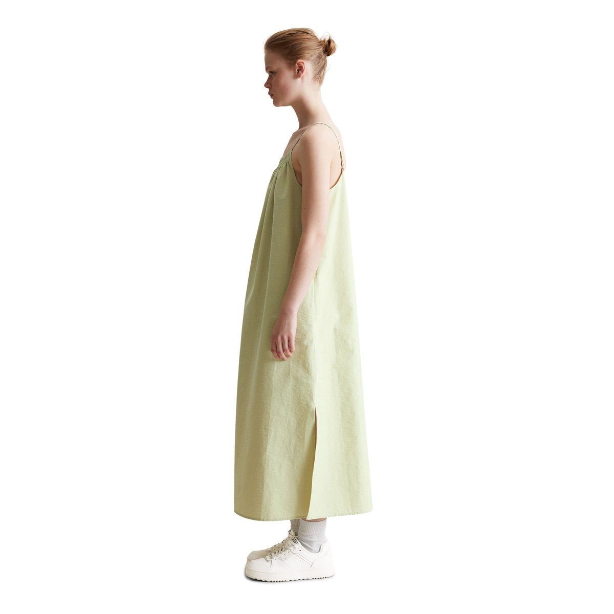 Robe à bretelles spaghetti relaxed en mélange de coton organique jaune clair, MARC O’POLO DENIM