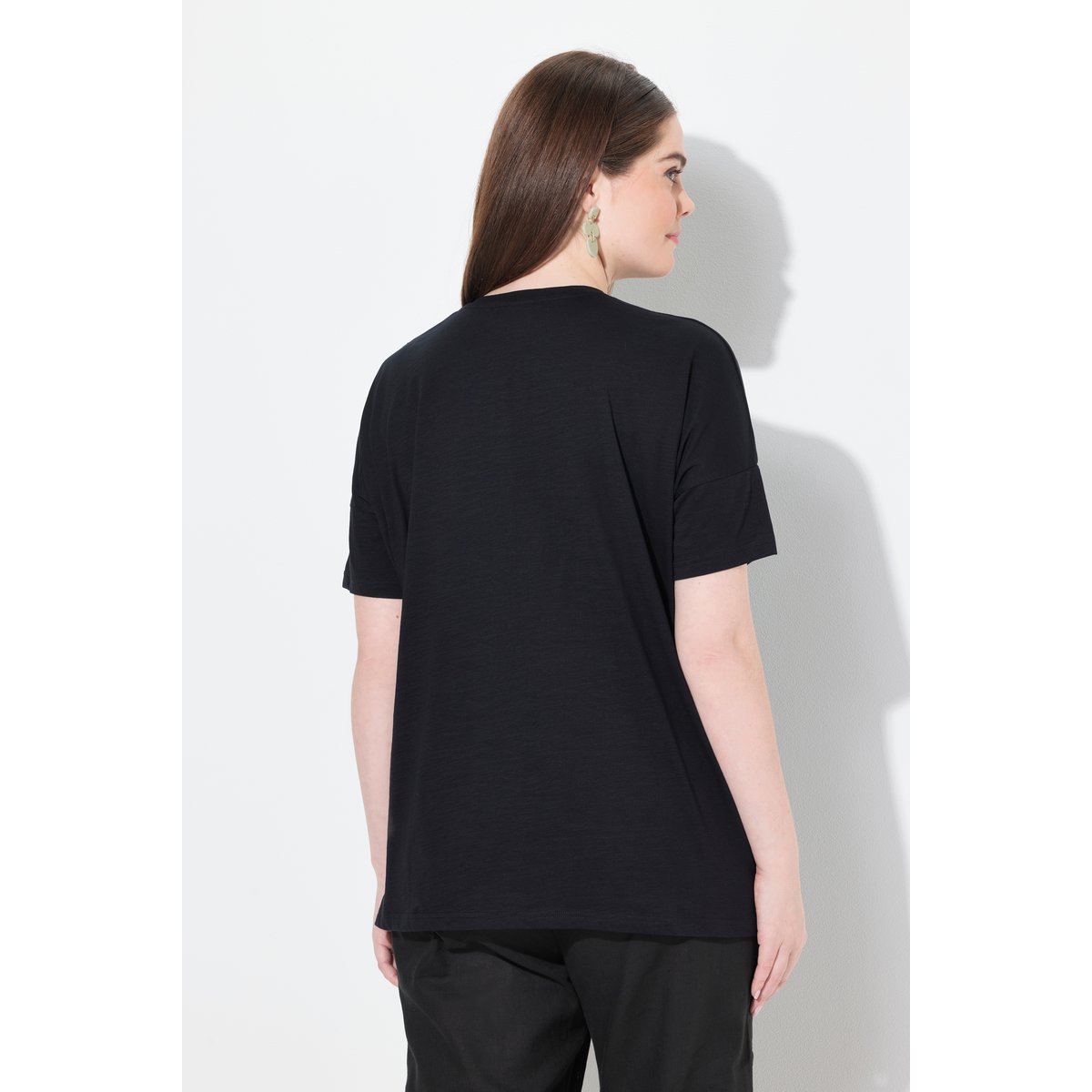 T-shirt oversize. Col rond et manches noir, ULLA POPKEN