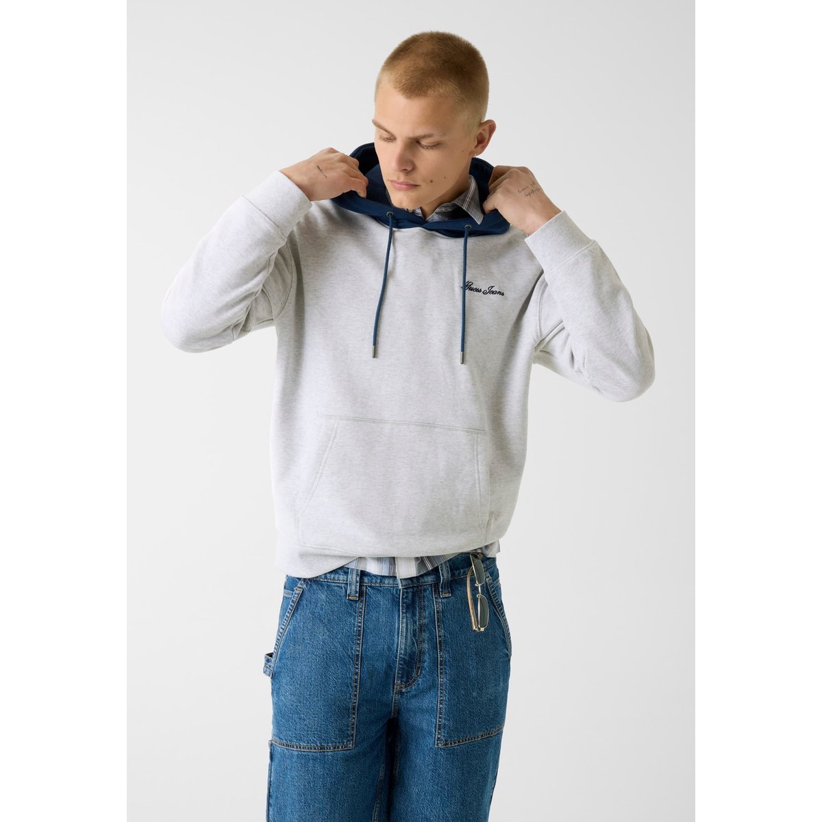 Sweat À Capuche gris clair, GUESS