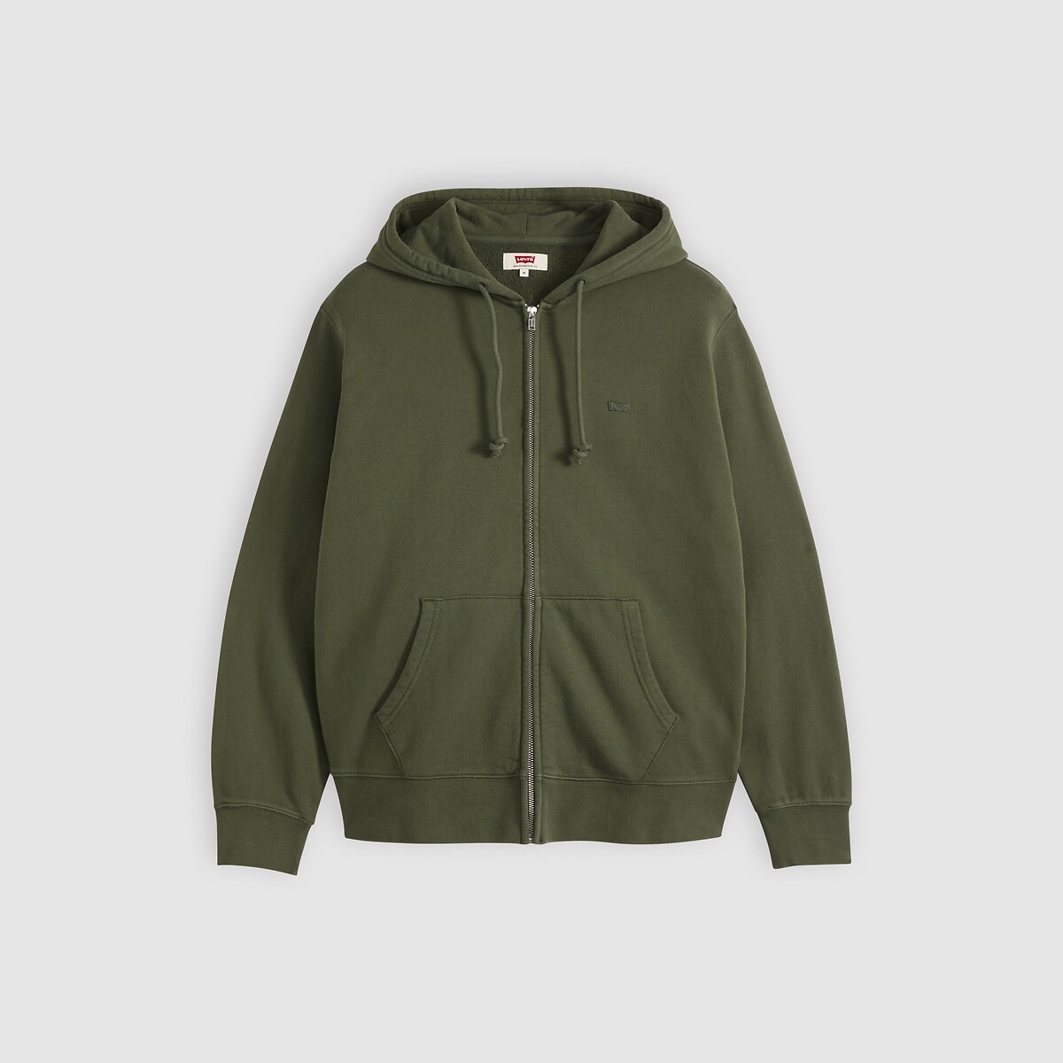 Sweat zippé à capuche col rond vert kaki, LEVI'S