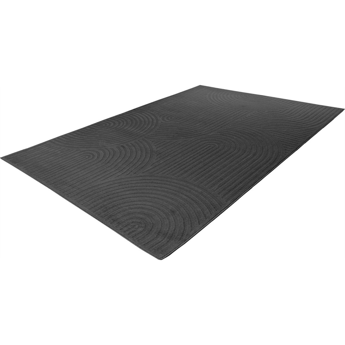 Tapis rectangulaire à relief gris anthracite foncé moderne, ARTE ESPINA