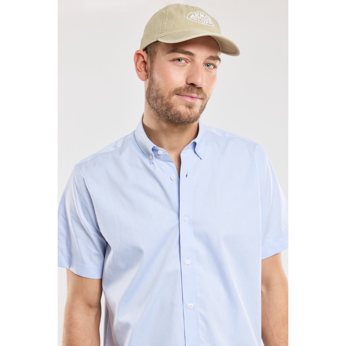 Chemise manches courtes - coton blue, ARMOR-LUX