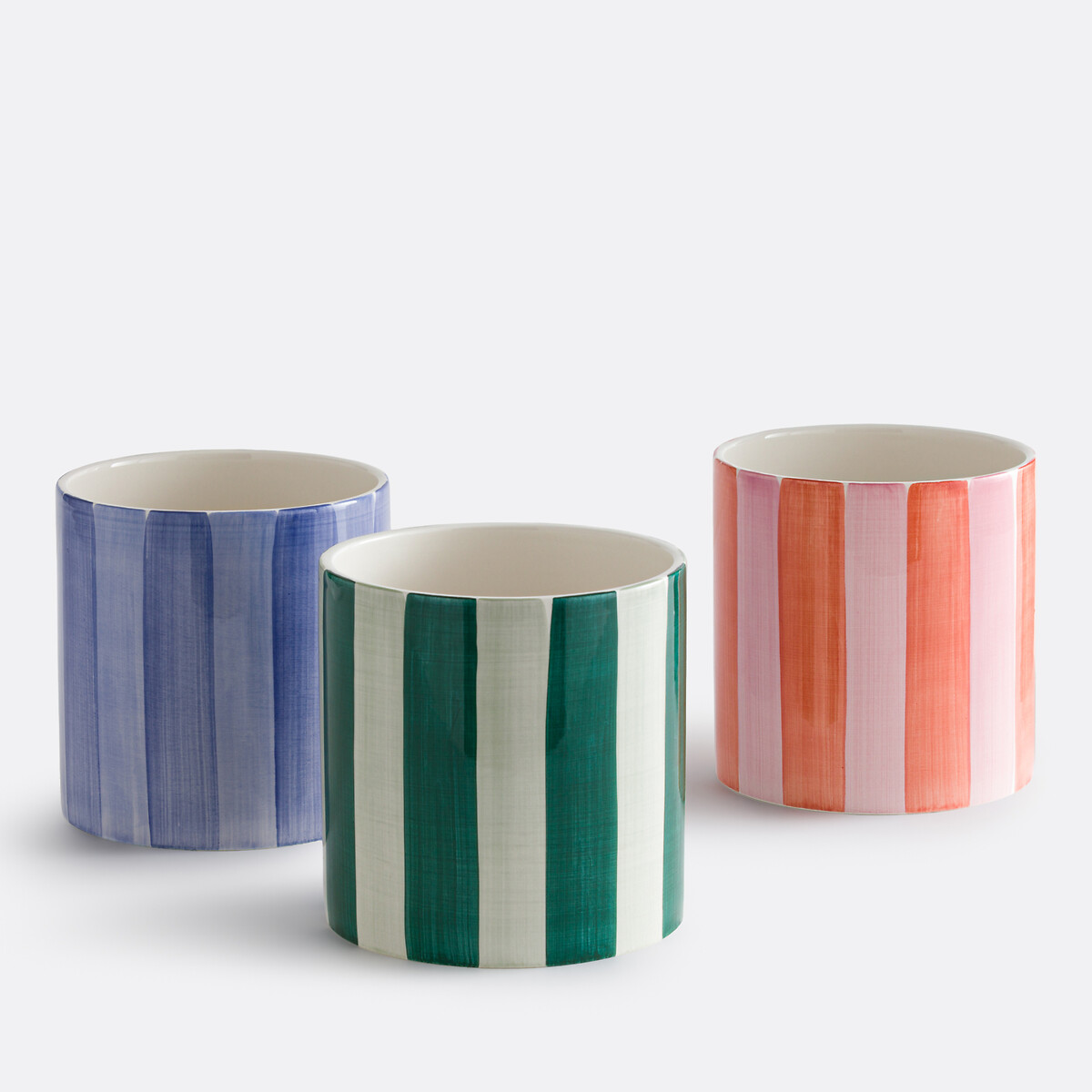 Cache-pot en céramique, à rayures, diamètre 14 cm, JAOMA rose/rouge, LA REDOUTE INTERIEURS
