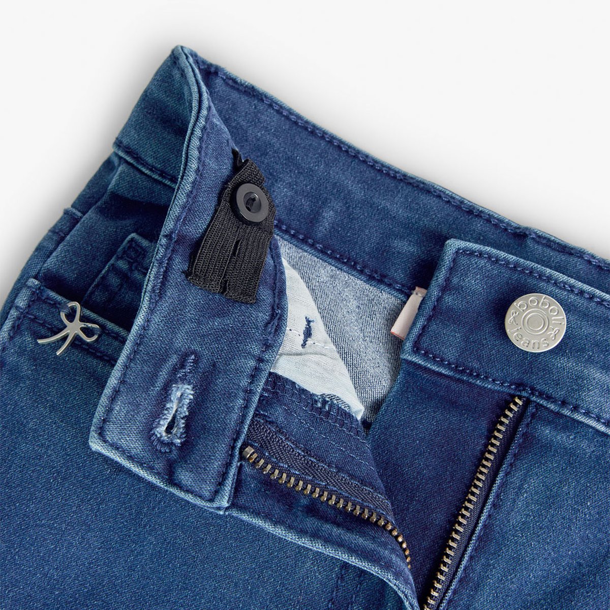 Pantalon denim fille élastique bleu, BOBOLI