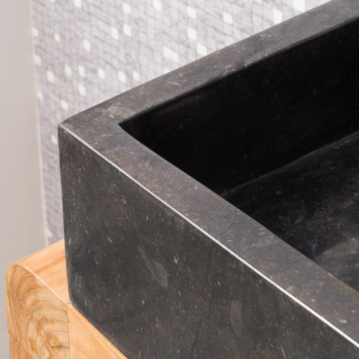 Vasque en marbre carrée 30cm MILAN noir, WANDA COLLECTION