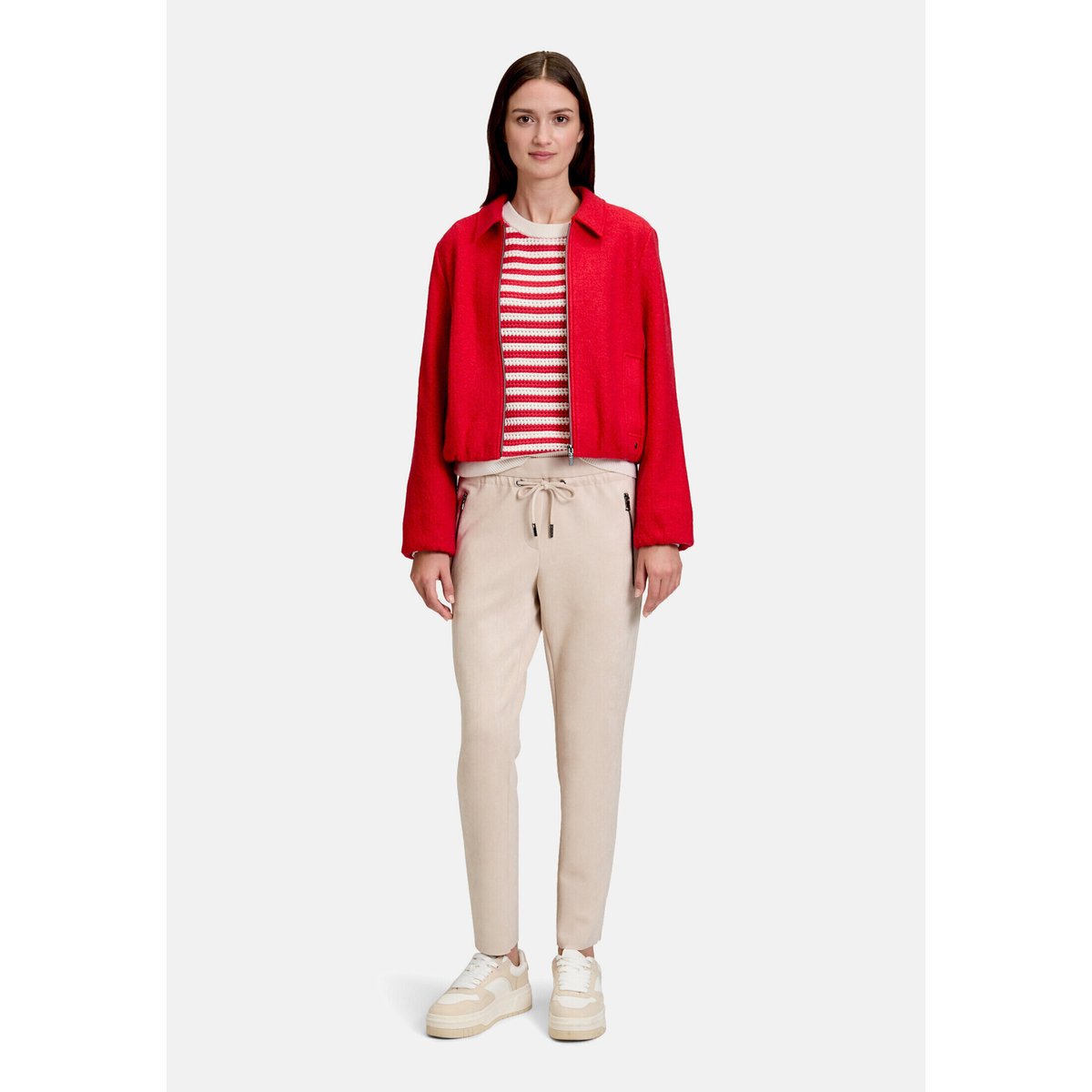 Pull-over en maille avec structure cream/red, BETTY & CO