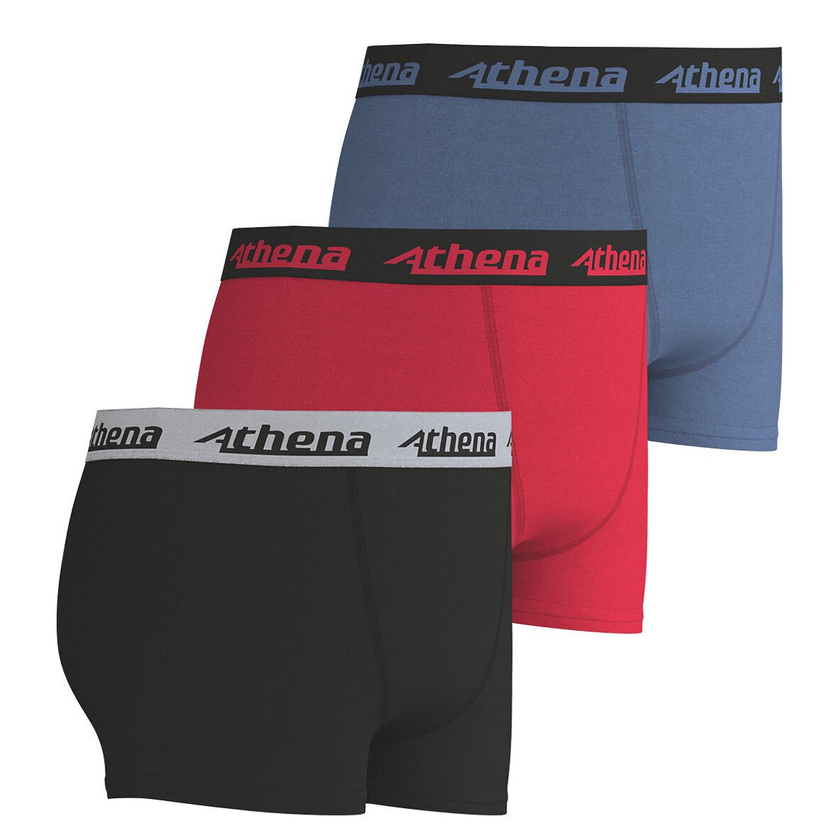 Confezione da 3 boxer TRIO CHOC ECO PACK nero + rosso + blu, ATHENA