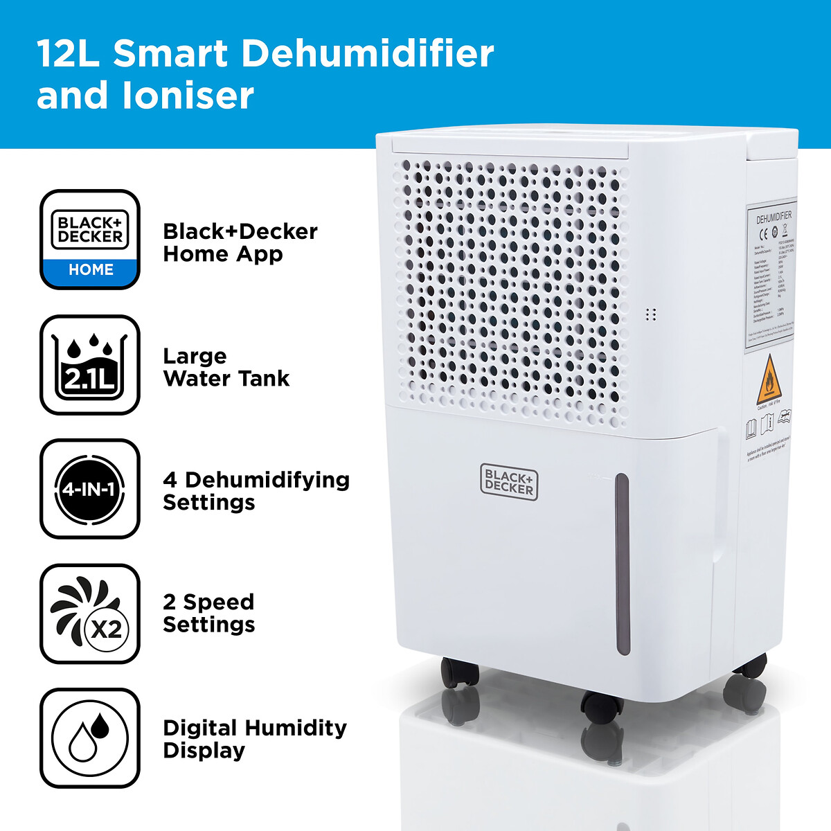 12L Dehumidifier - BXEH60016 white, BLACK & DECKER
