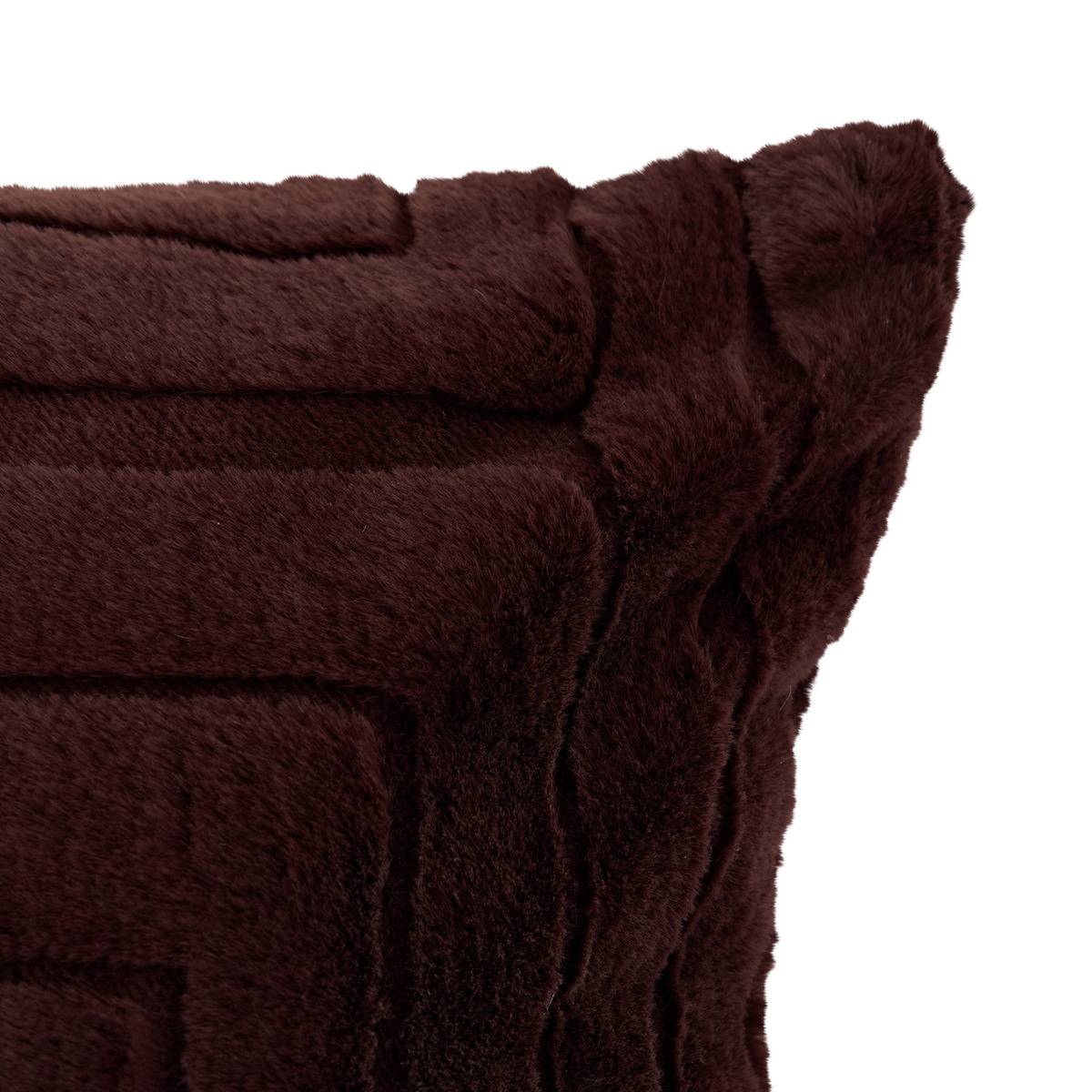 Coussin rectangulaire en imitation fourrure ARKA marron tonka, ATMOSPHERA