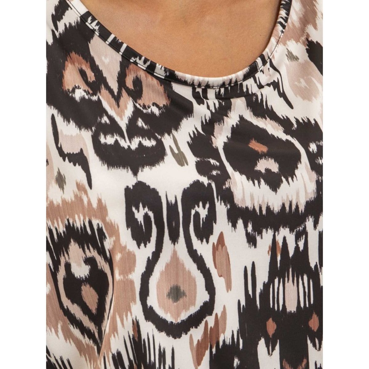 Top Fluide Manches Courtes Motifs Florine noir, DONA LISA